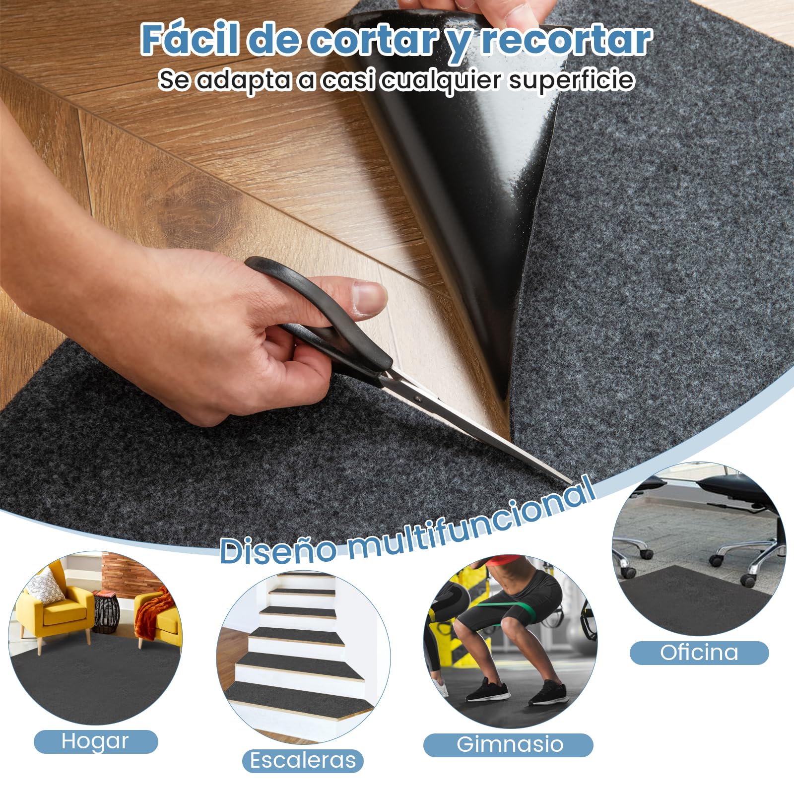 COSTWAY Alfombra para Suelo de Garaje Reutilizable y Lavable, Protege el Suelo del Garaje y del Taller, Respaldo Antideslizante e Impermeable, Incluye Cinta de Doble Cara 252,5 x 221cm