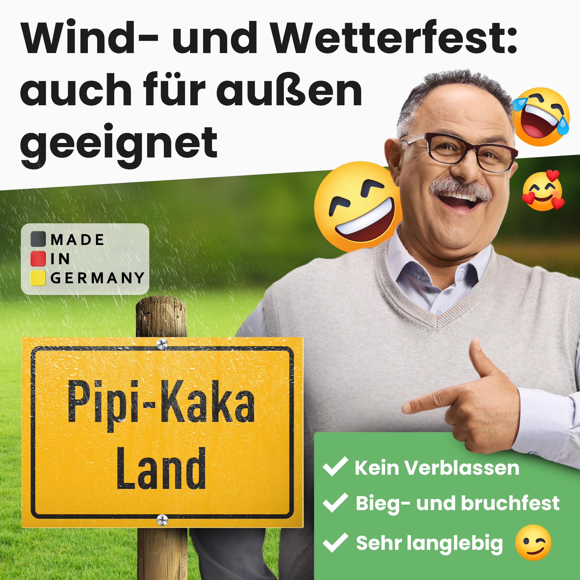 DankeDir! PIPI Kaka Land – 30 x 20 cm – Targa in plastica – Targa per WC da appendere – Targa per WC divertente – per ospiti WC da parete