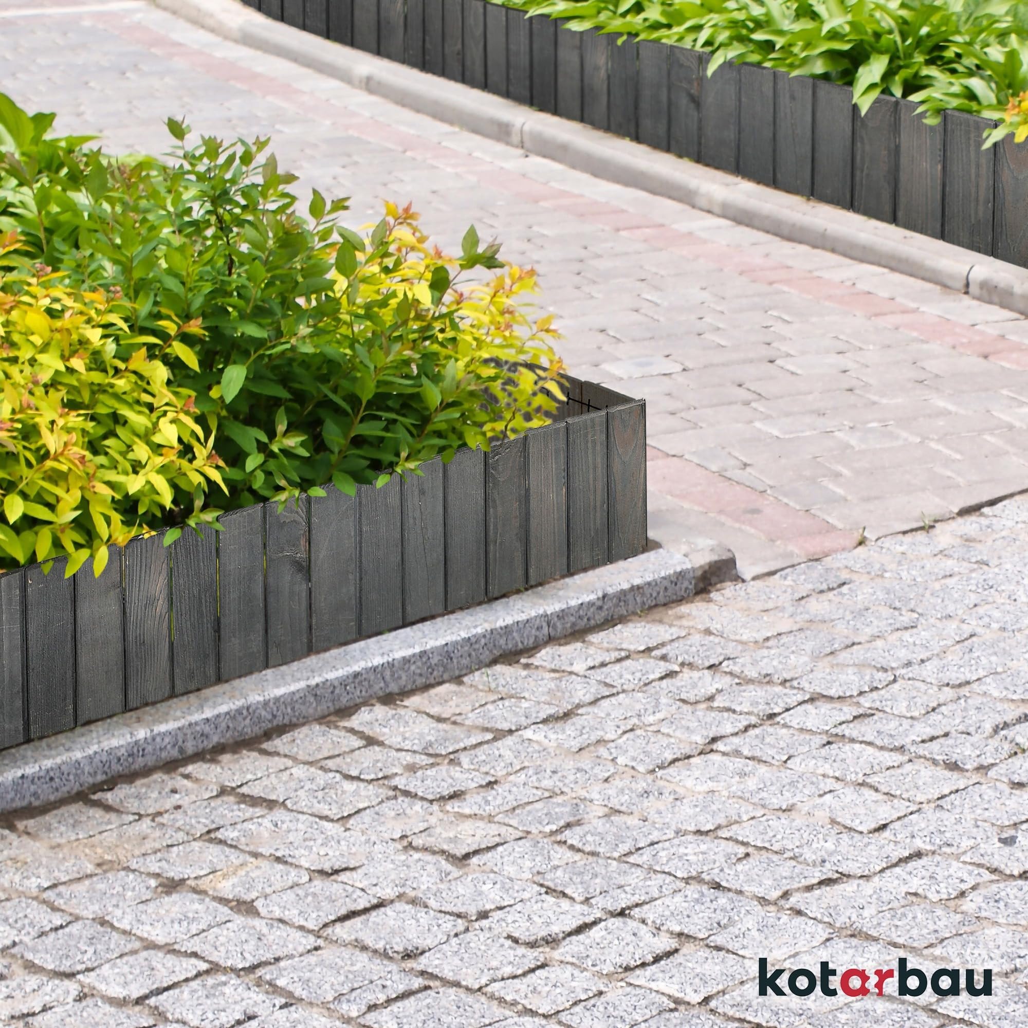 KOTARBAU® Bordure Jardin Exterieur Bois - 110 x 20 cm - Cloture Bois Jardin - Antracite- Palissade Flexible - Décoration