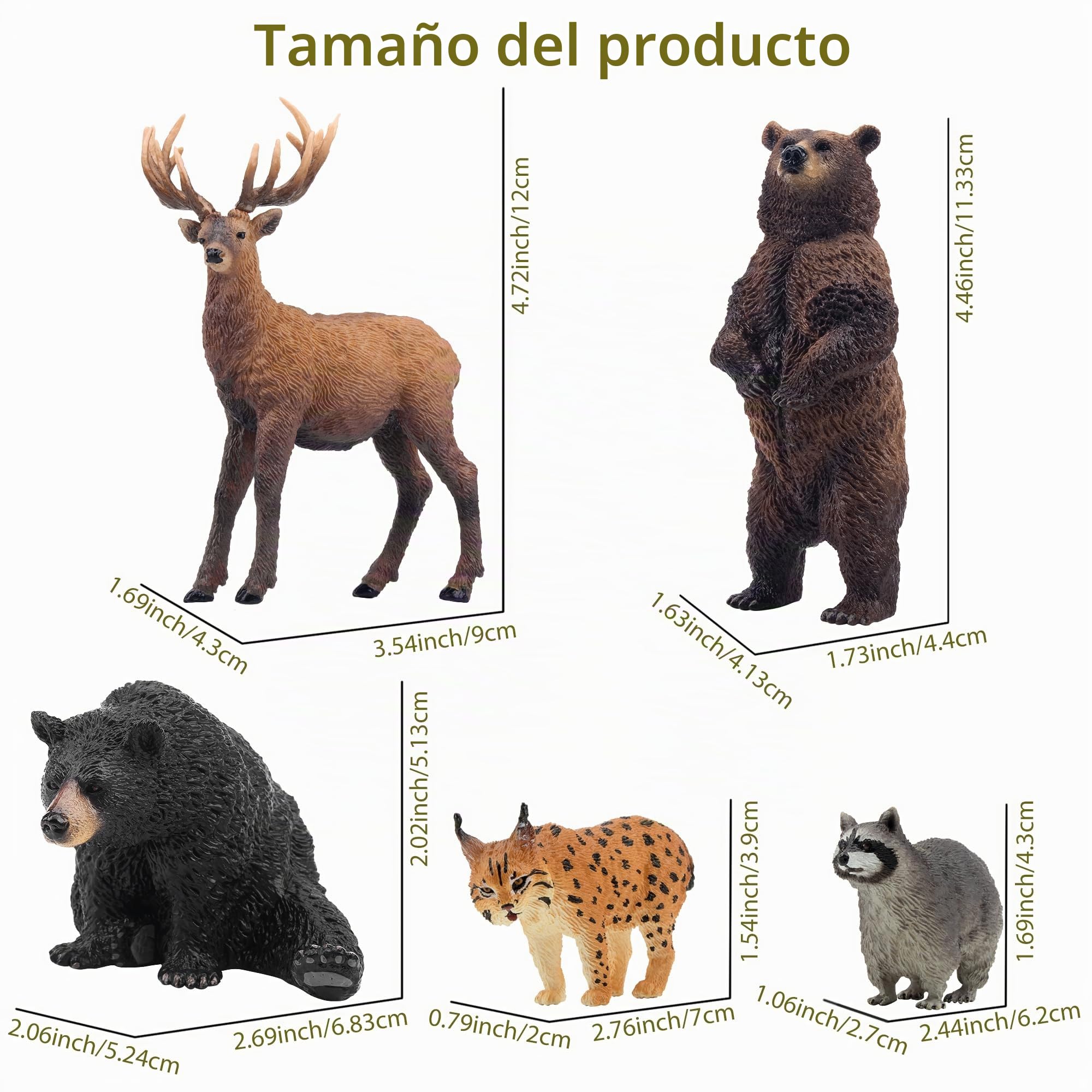 toymany Figuras de Animales del Bosque de América del Norte, Juego de Animales de la Selva, Juguete Educativo para decoración de Tartas, Regalo de cumpleaños de Navidad para niños pequeños