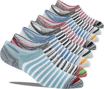 COOPLUS No Show Socks Men 8 Pairs Cotton Low Cut Non Slip Casual Invisible Flat Boat Socks