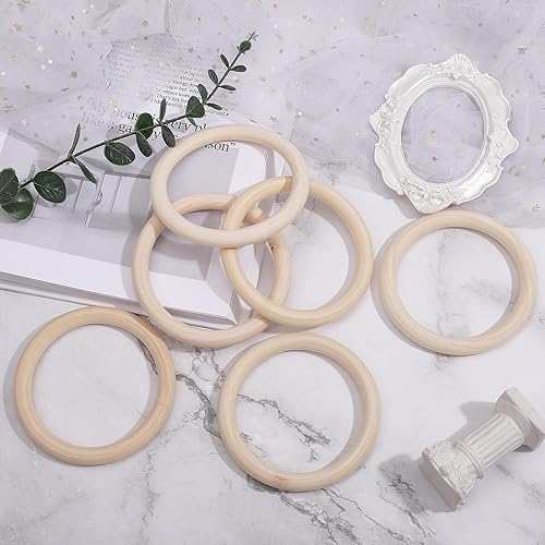 Miniatura 5 de CHGCRAFT 12 anillos de madera sin terminar de 3.5 pulgadas, anillos de cortina de madera para barra de cortina, anillos de cortina, manualidades de