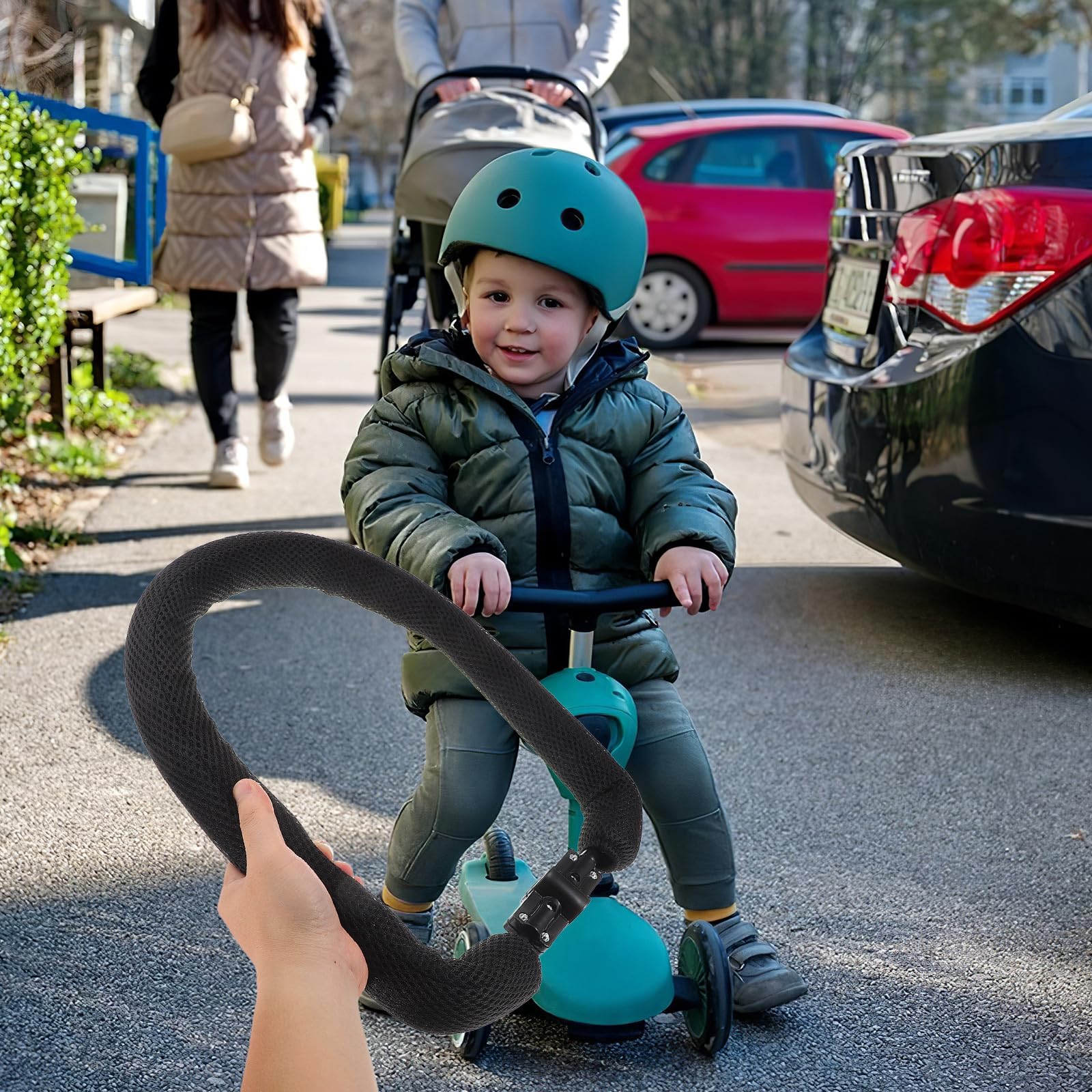 Ciieeo Scooter Schutzgeländer Verstellbar Universeller Kinderroller Querstange aus Robustem Flexiblem Material Kinderwagengriff Zubehör für Sicheren Halt und Einfache Montage