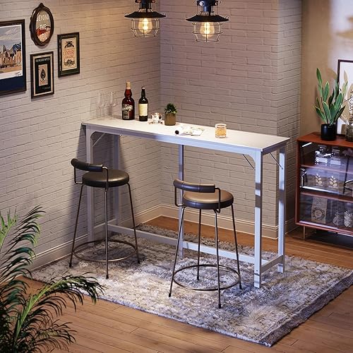 Miniatura 10 de ODK Mesa de bar de 55 pulgadas, mesa de bar de altura de barra, mesa de barra de altura de mostrador, mesas rectangulares de encimera de cocina y