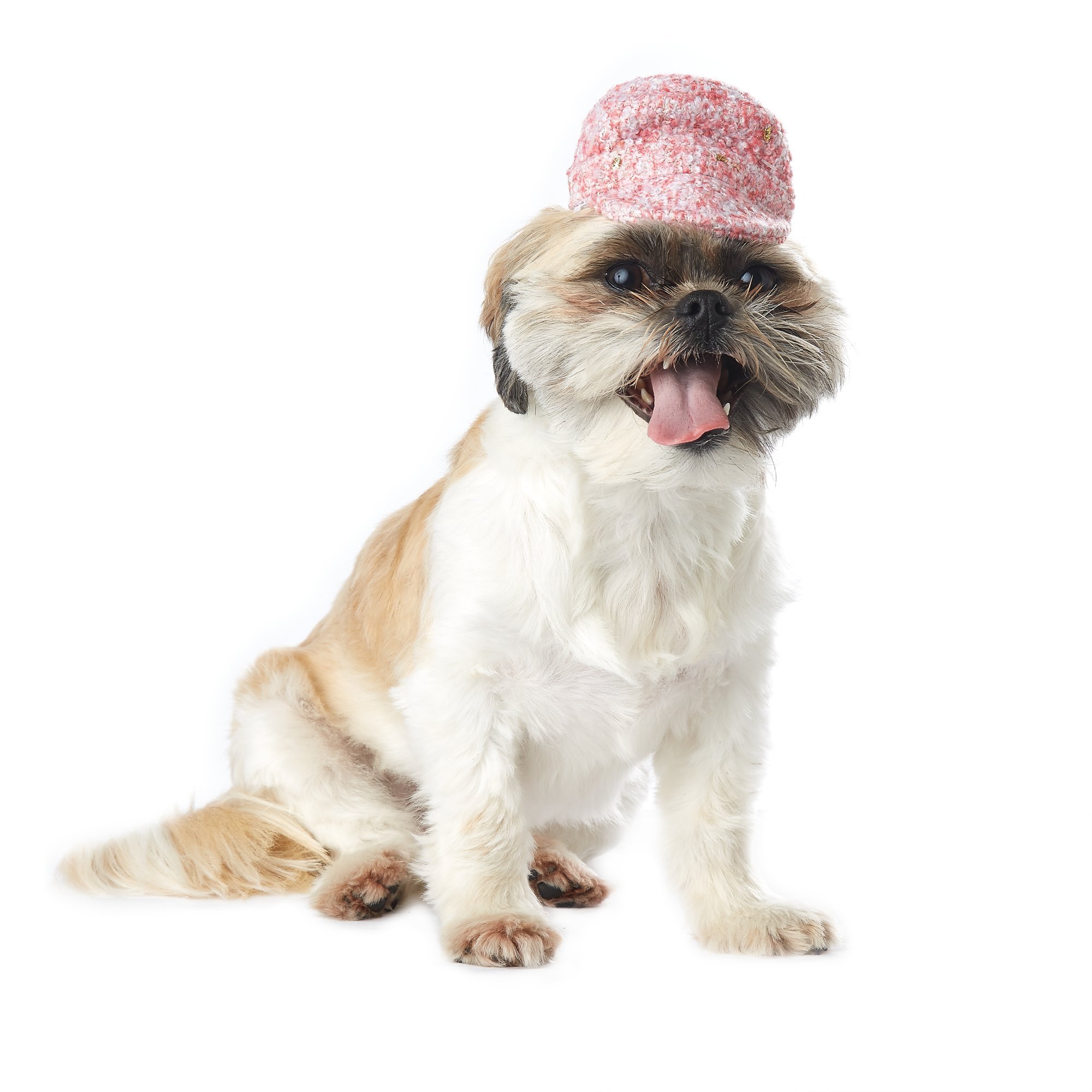 Smoochie Pooch Pink Tweed Messenger Cap, Medium/Large