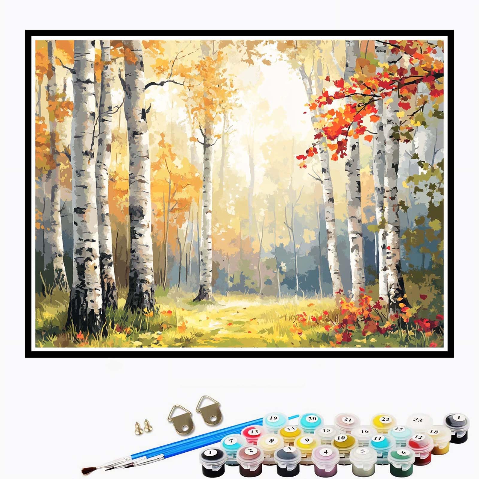 Malowanie po numerach, dla dorosłych na jesień, z ramką, 71 x 102 cm, drzewo do malowania według numerów, zestawy dla dzieci, początkujących, z pędzlami akrylowymi, rysunek pigmentu, zrób to sam obraz
