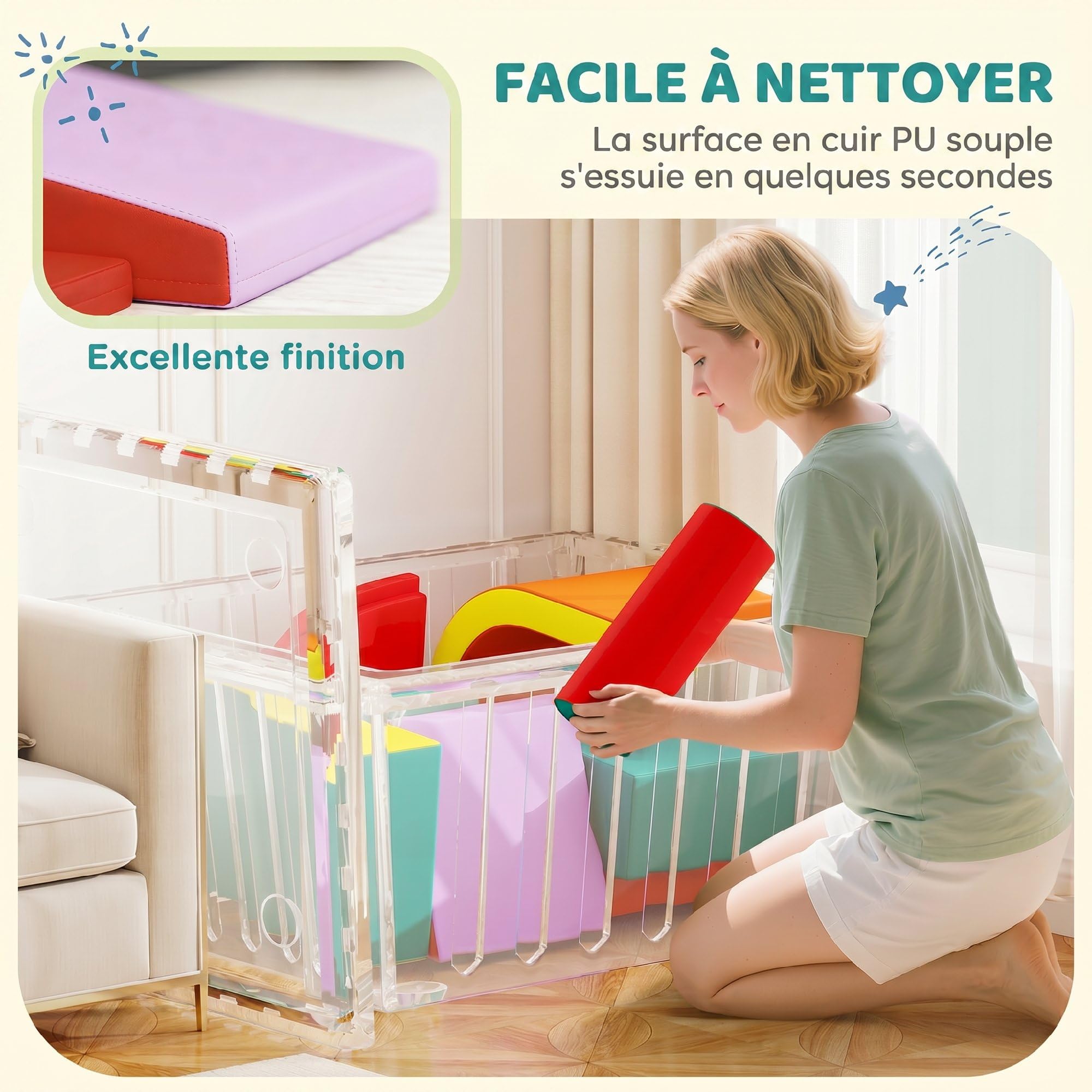 AIYAPLAY Parcours Motricité Bébé 10PCS, Mousse EPE, Housse PU, Multicolore | Module Motricité Bébé, Blocs Mousse de Construction, Jouets Éducatifs, Enfants d'Âge Préscolaire