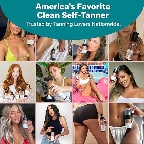 Miniatura 6 de Kit de mousse autobronceador, fabricado en Estados Unidos con ingredientes naturales y orgánicos, kit de autobronceado con cepillo y manopla Kabuki,