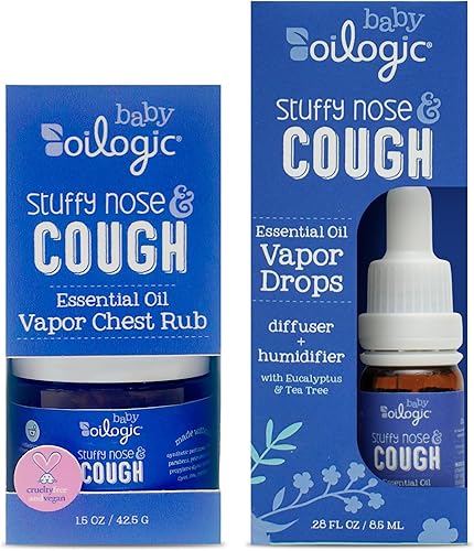 Oilogic Artículos esenciales para la nariz y la tos congestionada para bebé, humidificador de vapor para difusor y humidificador y frotamiento de