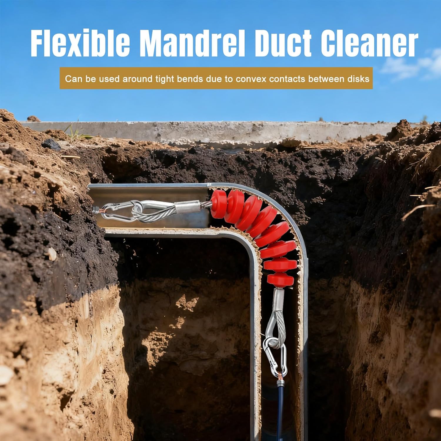 30464K 4-Inch Flexible Cable Conduit Mandrel, Cable Puller Flexible Mandrel Basket-Type Pulling Grip, 6600LB Capacity for Duct Preparation & Cable Pulling for Electrical Contractors