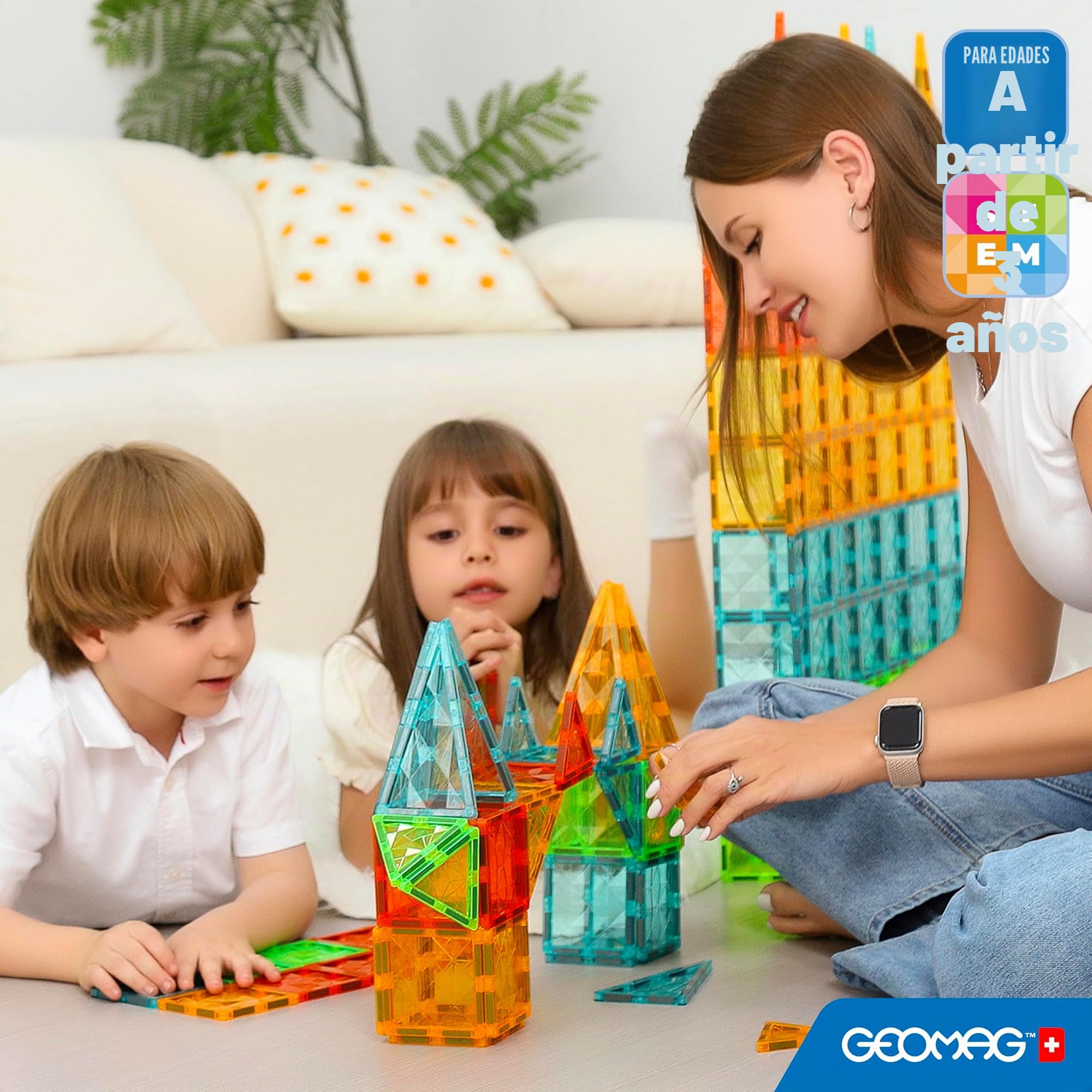 Geomag Magnetic - Tiles Gems 44 Piezas | Set Pro de Construcción Magnética con Paneles Traslúcidos Estilo Gemas | Baldosas Magnéticas Educativas Stem Premium para Niños y Niñas