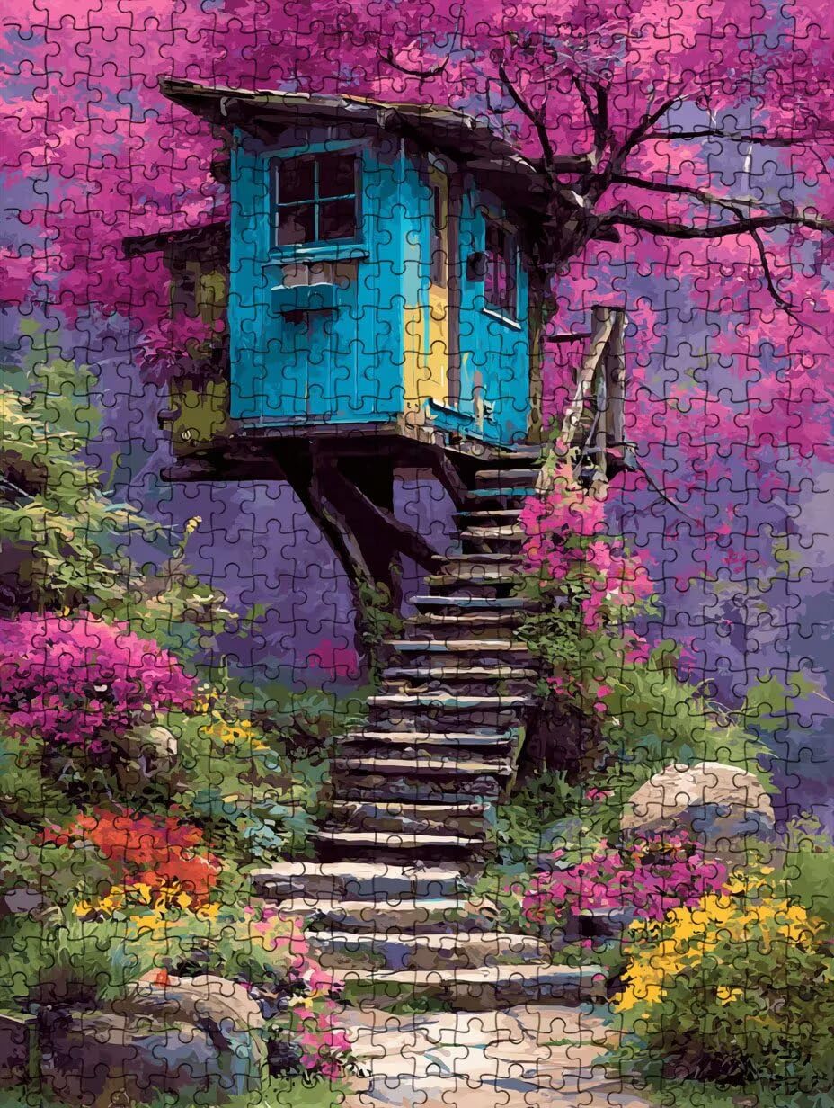 Drewniane puzzle dla dorosłych 4000, zabawne puzzle, Grass House Steps
