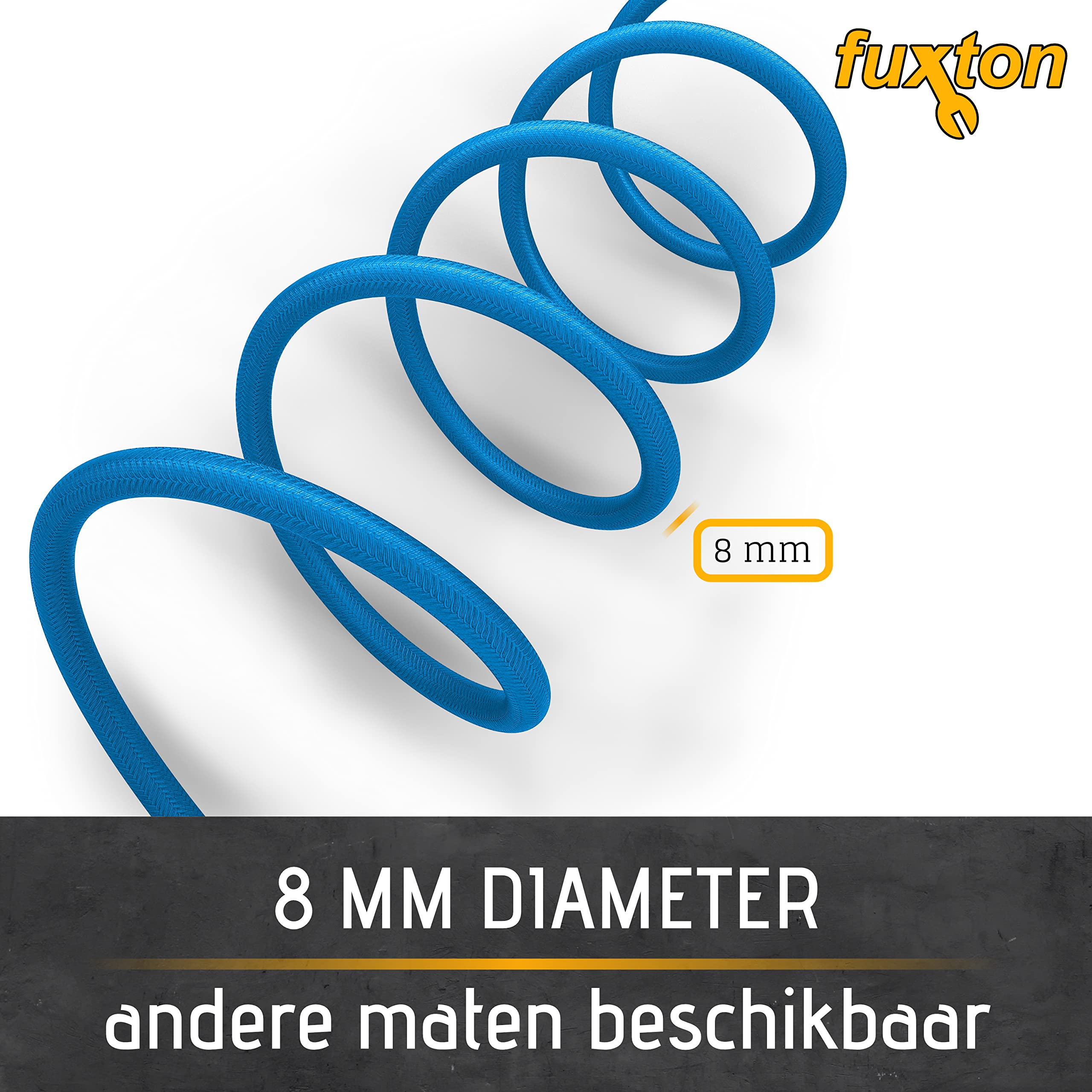 fuxton elastisch touw 8 mm 20 m blauw, elastiek (expansietouw, elastiek, elastisch koord, rubberkoord, dektouw, spankoord, dektouw