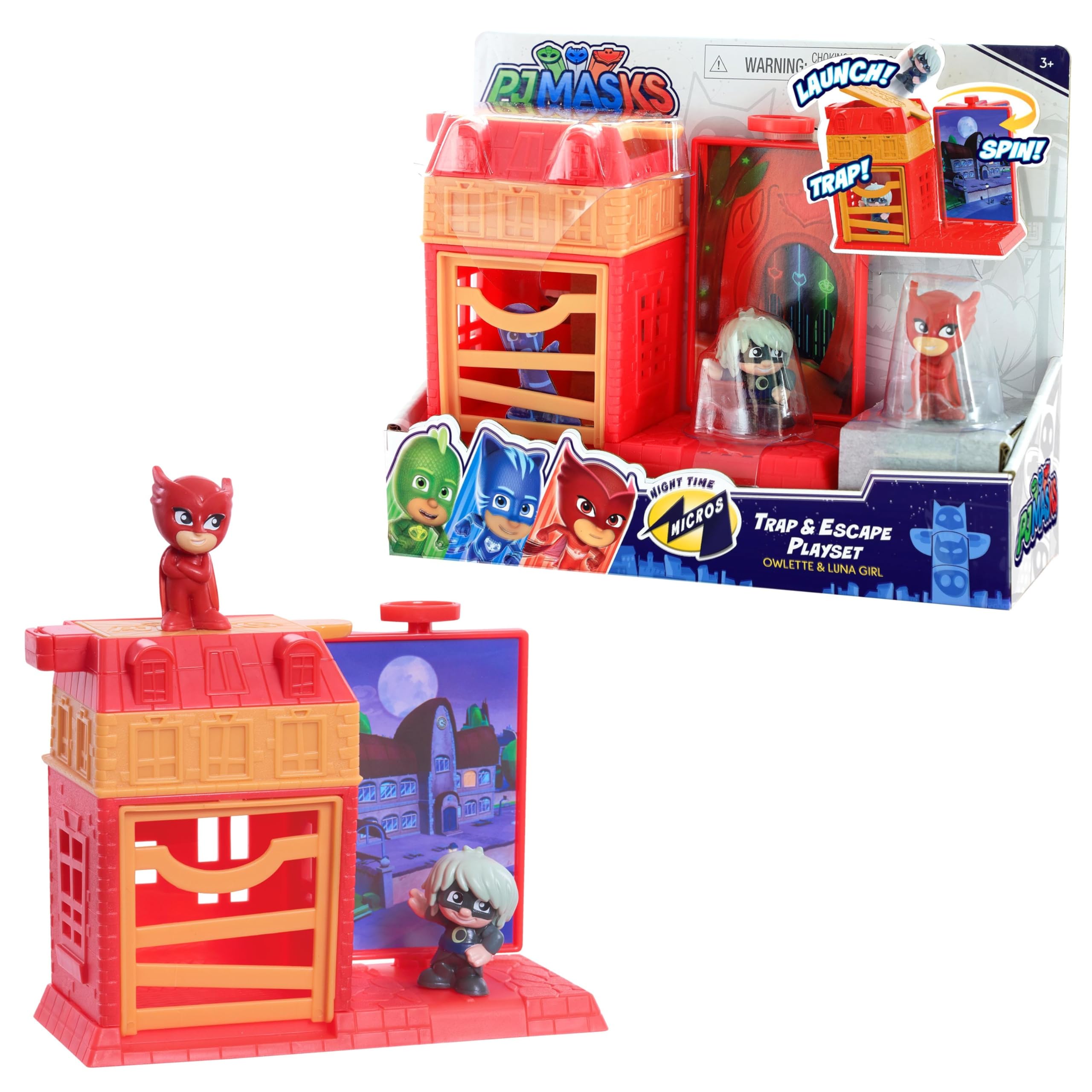 PJ Masks Pjm Night Time Micros Trap & Escape-Owlette & Luna