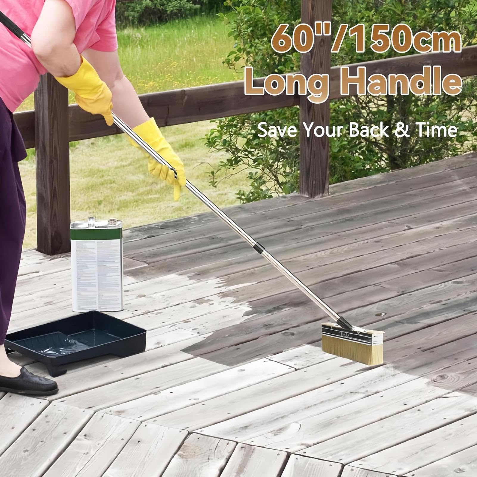 Spazzola da mordente per deck con manico lungo Spazzola per Pulizia | Spazzola da pulizia pavimenti del portico Per Casa Esterno Patio Portico Cortile Giardino Calcestru
