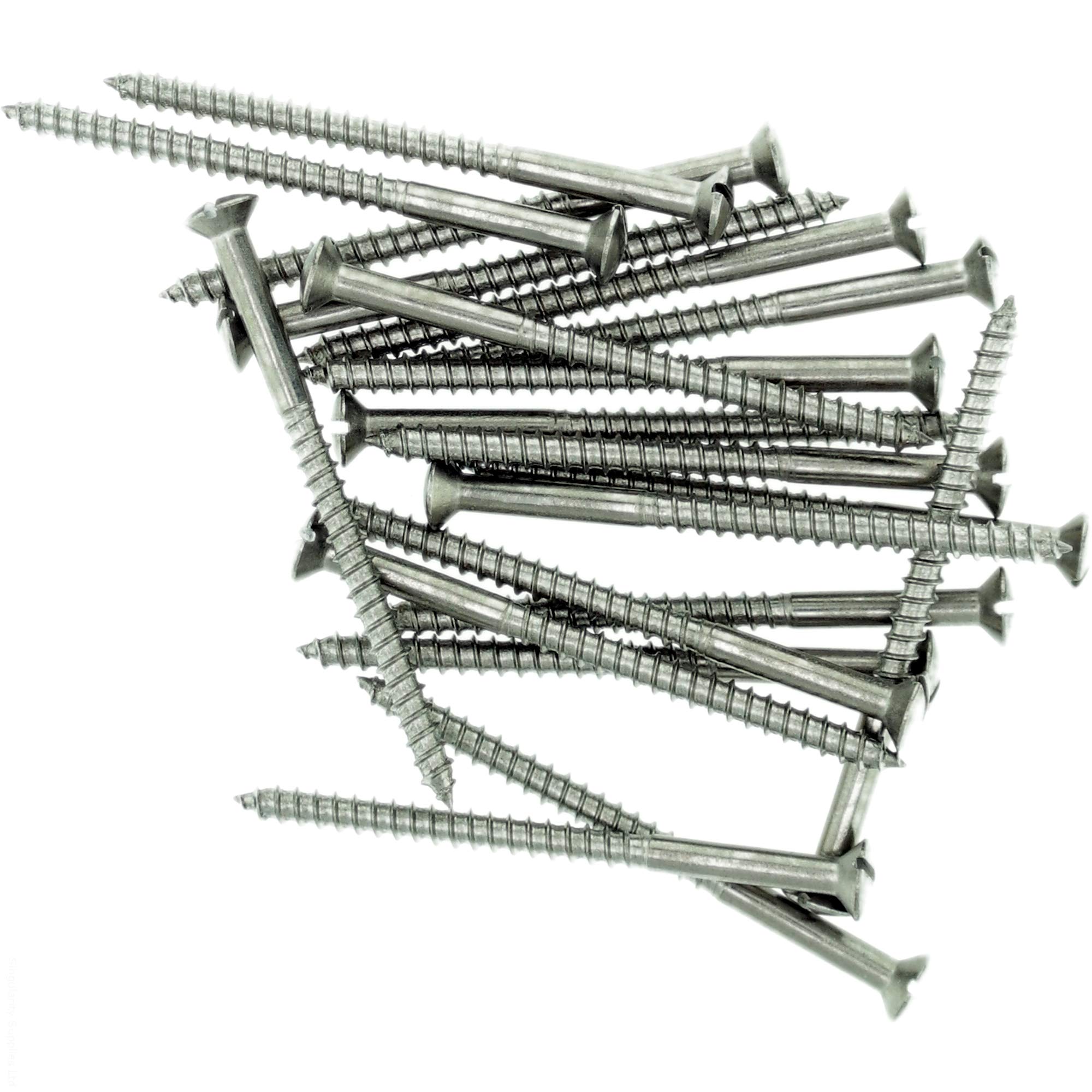 Singularity Supplies No.14 X 1.58 (6.0Mm X 40Mm) Slot Raised Countersunk Wood Screw - Stainless Steel (A2) (Pack Of 20)