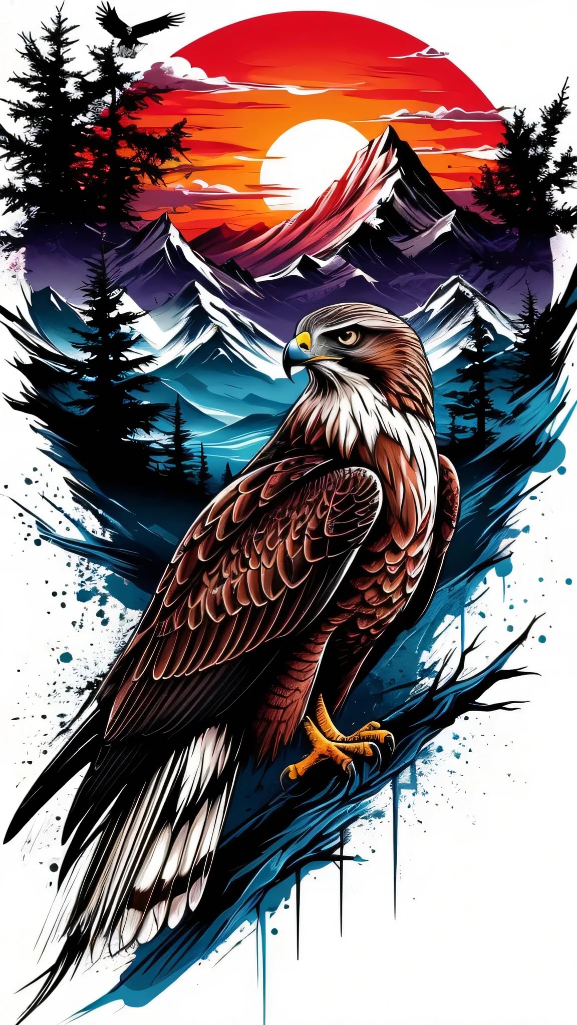 ARTGOTO Paint by Numbers for Adults, Eagle Mountain Landscape DIY Acrylic Painting Kit, Large 15.7x27.5inch/40x70cm Canvas, Wildlife Sunset Wall Decor, No Frame
