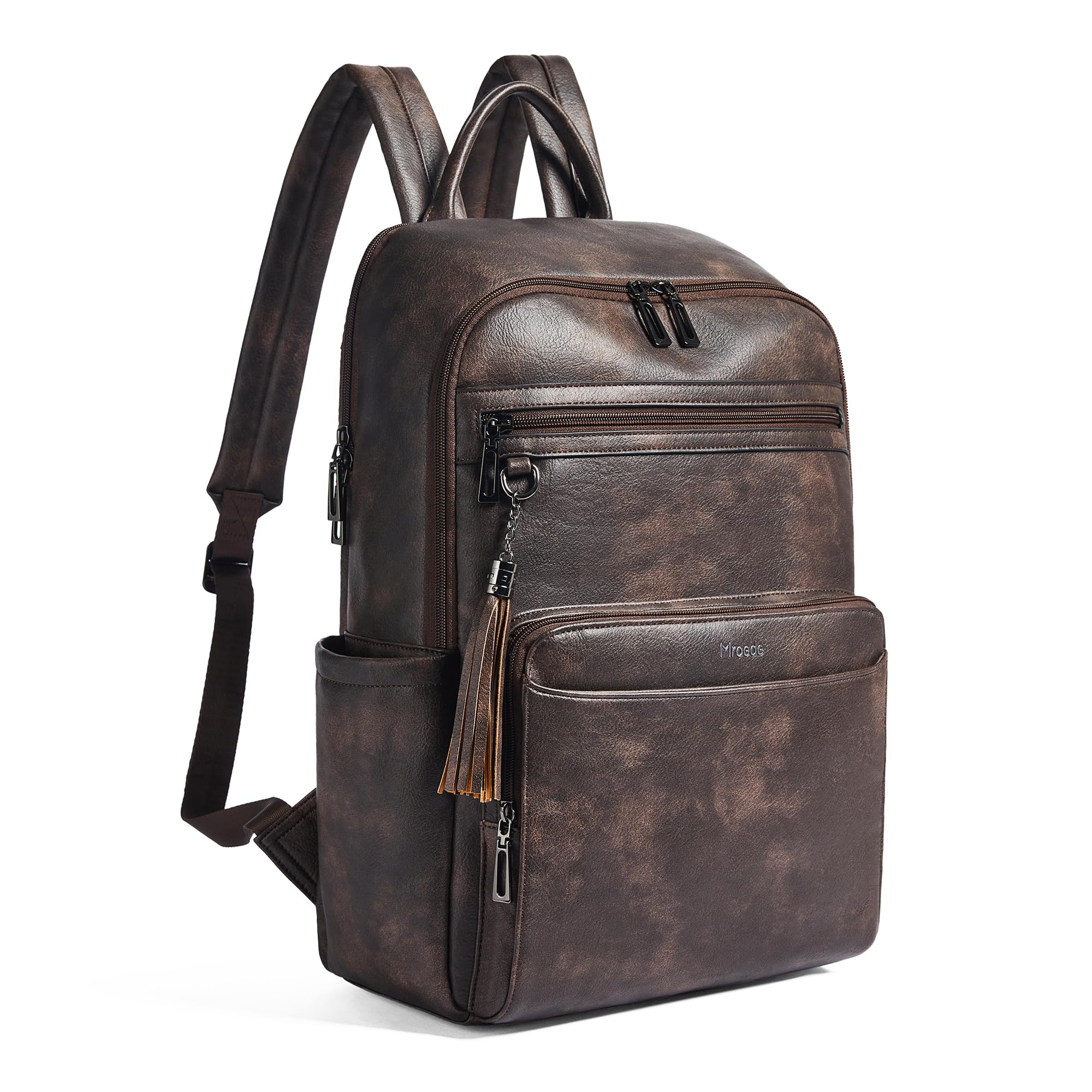 Mroede Laptop Backpack for Women,Leather Backpack with 15.6 inch Laptop Compartment,Large Capacity Computer Backpacks Purse,Carry-on Travel Backpacks,