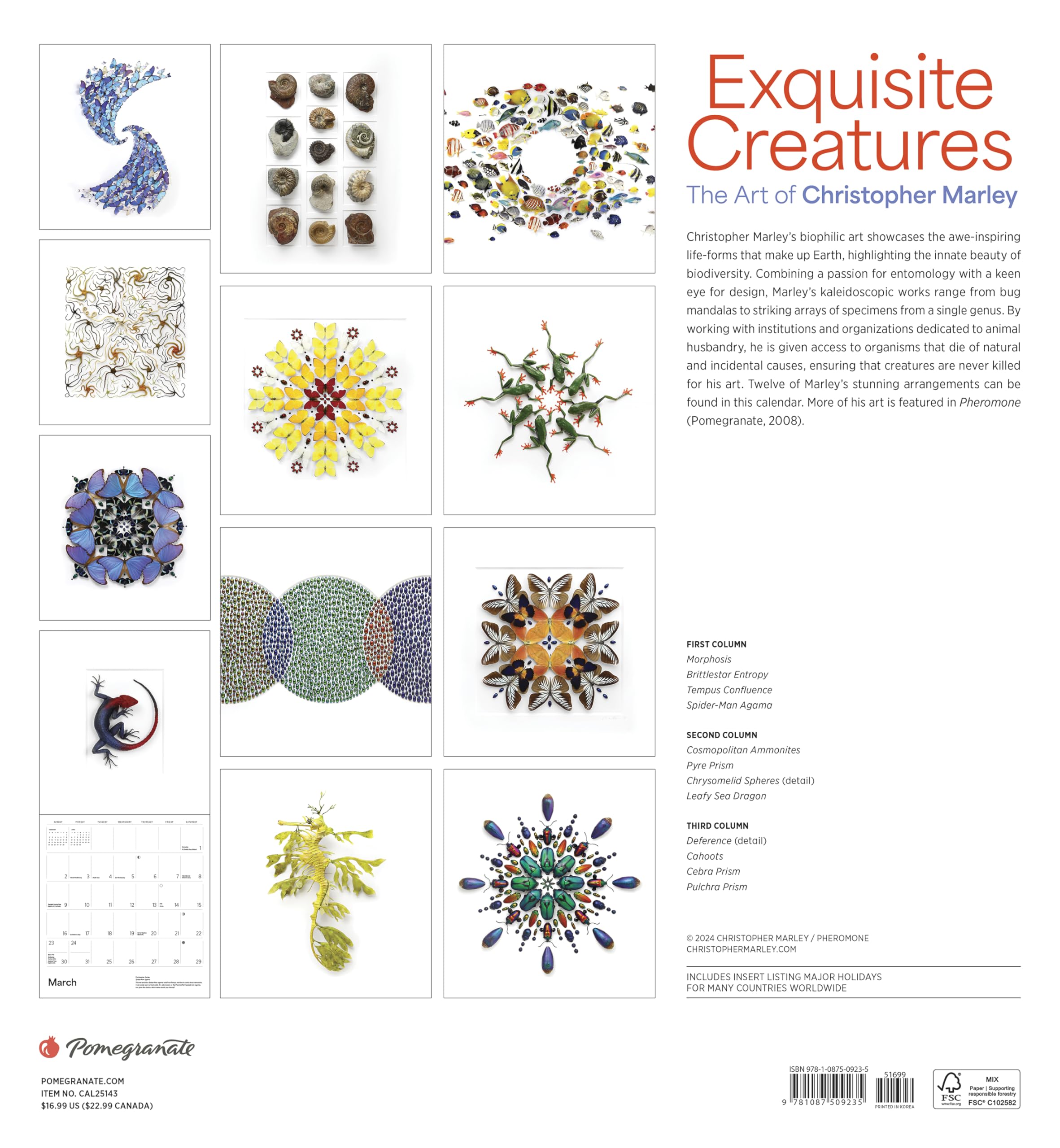 Exquisite Creatures: The Art of Christopher Marley 2025 Wall Calendar