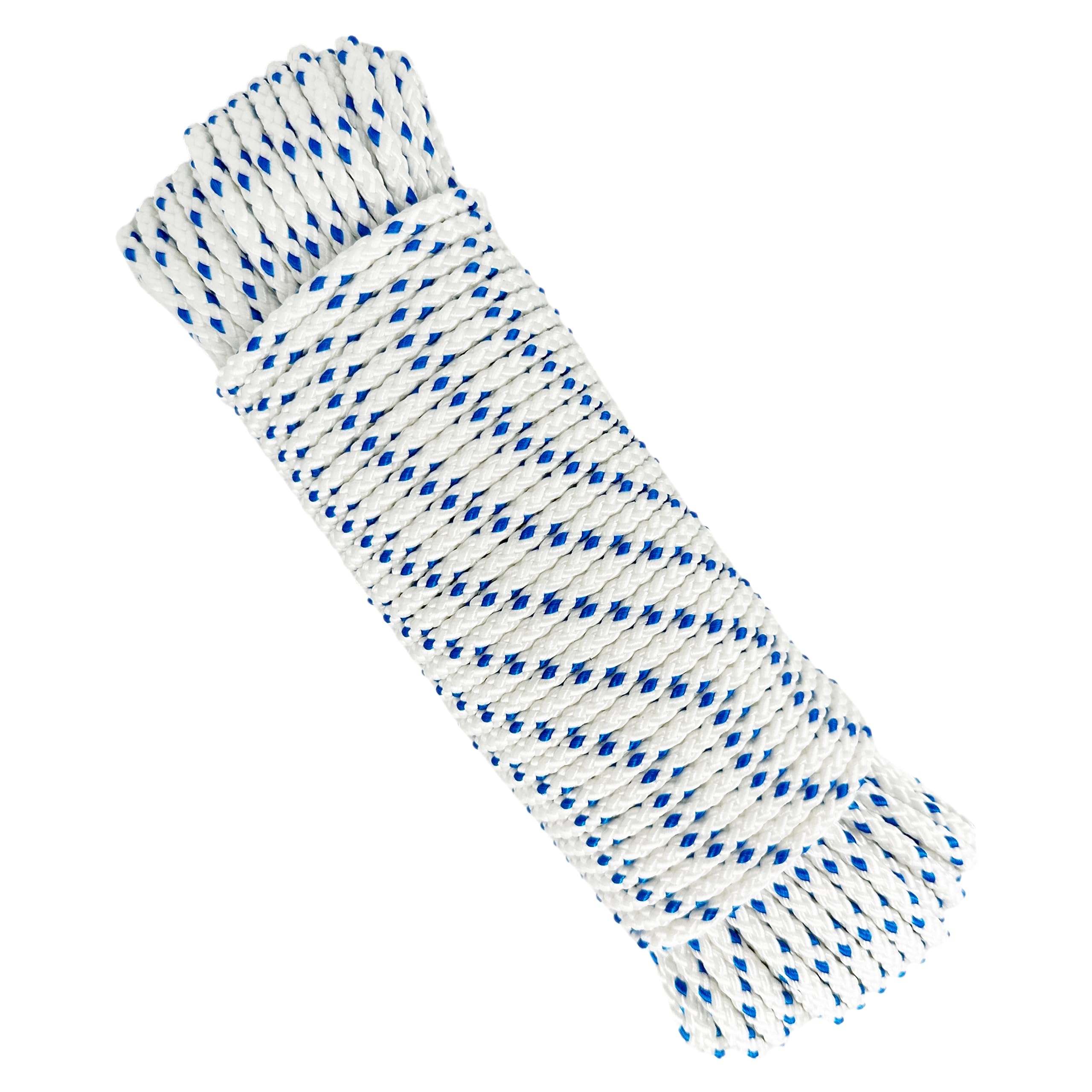 Gopeu White With Blue Polyester Rope Cord. Paracord. Braided High-Tenacity Nylon Cord. 5Mm * 25M, Made In Spain.