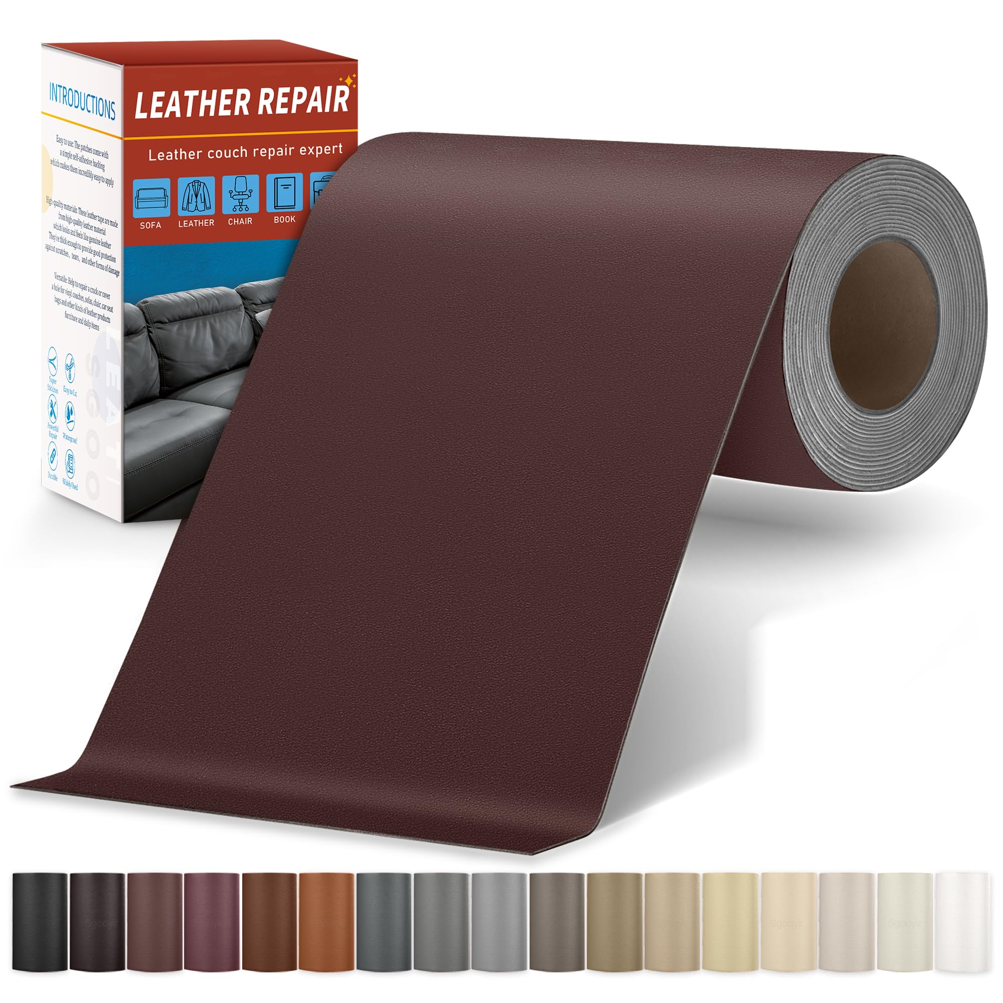 Sgooyir Leder Reparatur Set, Kunstleder Selbstklebend, Kunstleder Reparaturset Flicken Selbstklebend Patch für Autositze, Sofa, Jacken, couch, MöbelV