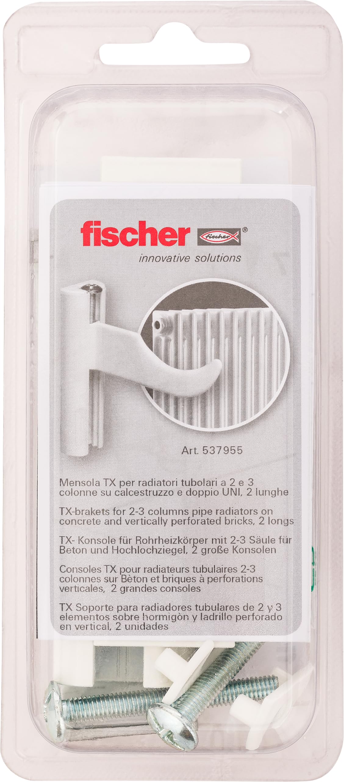 Fischer TX 537955 regał na kaloryfery i grzejniki rurowe z 2 i 3 kolumnami, do ścian z płyt gipsowo-kartonowych