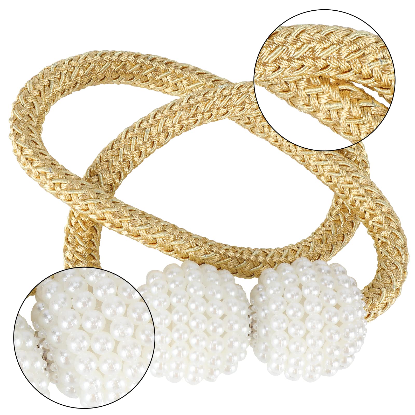 6 Fermacorde Magnetici Per Tende - Con Perline E Design Senza Fori