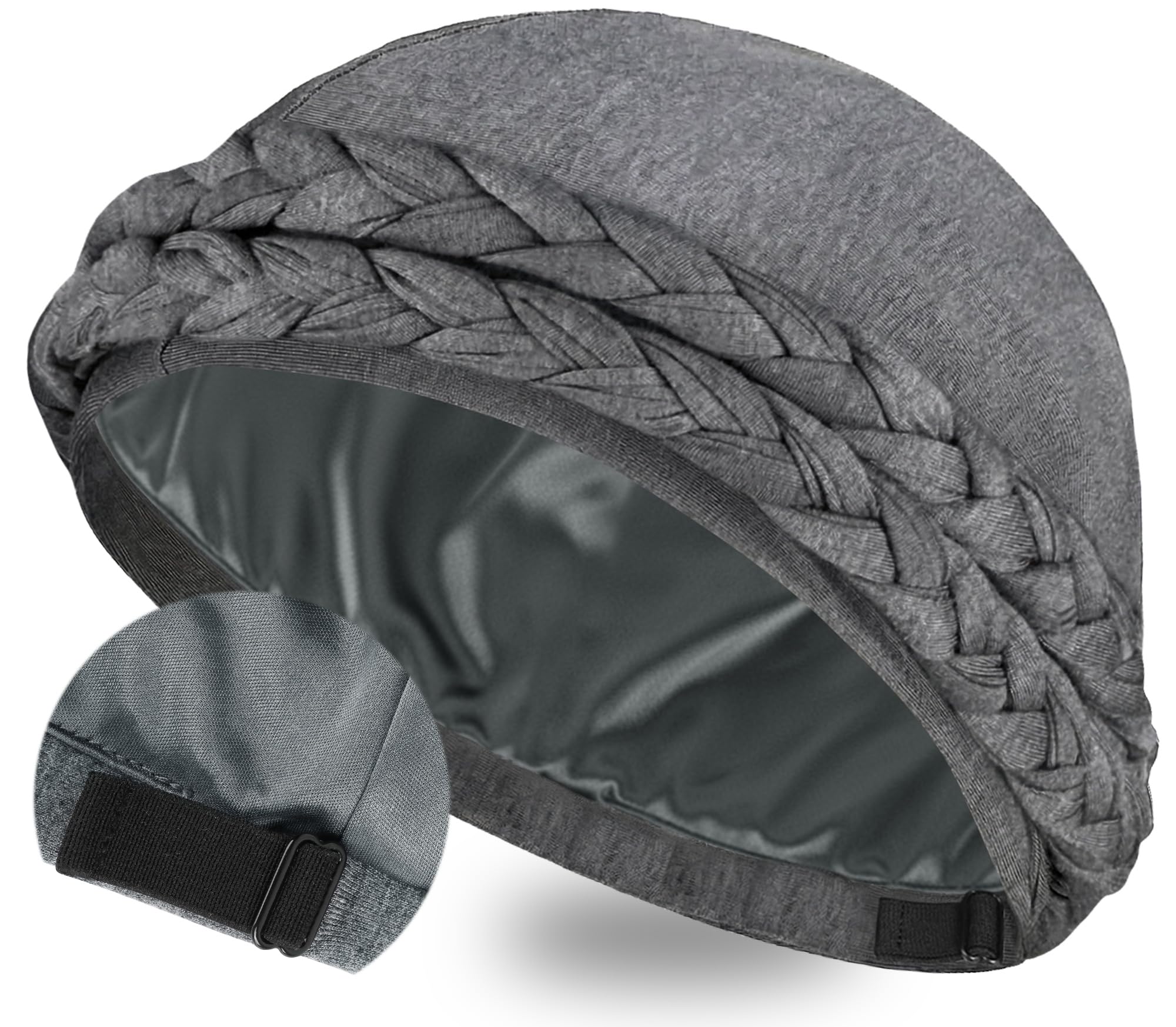 Ababalaya Adjustable Satin Lined Turban for Women Men
