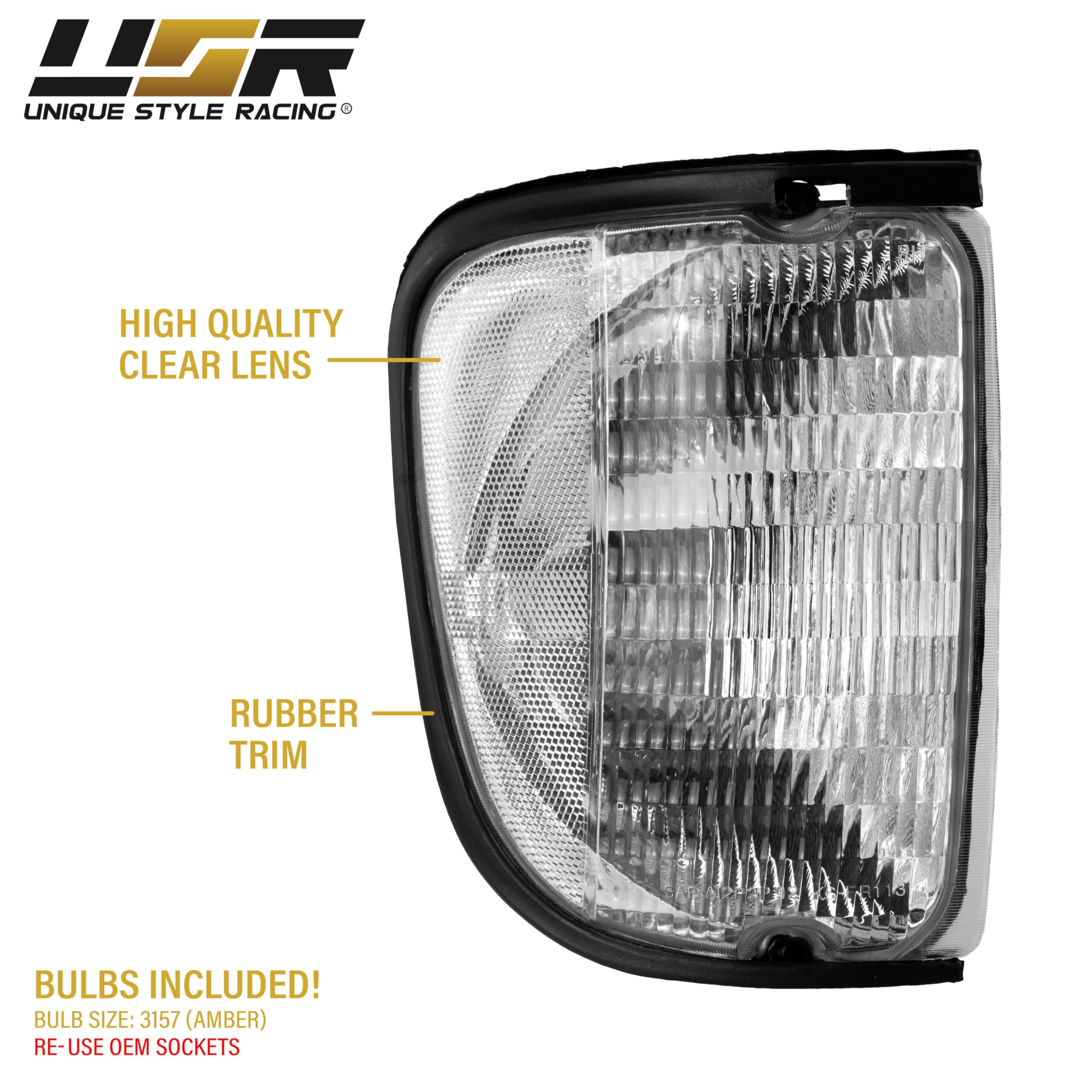 Driver Side Clear & Amber Turn Signal Corner Light For 1997 Ford F150 & F250 - OEM FO2520132 / 12817505 Replacement