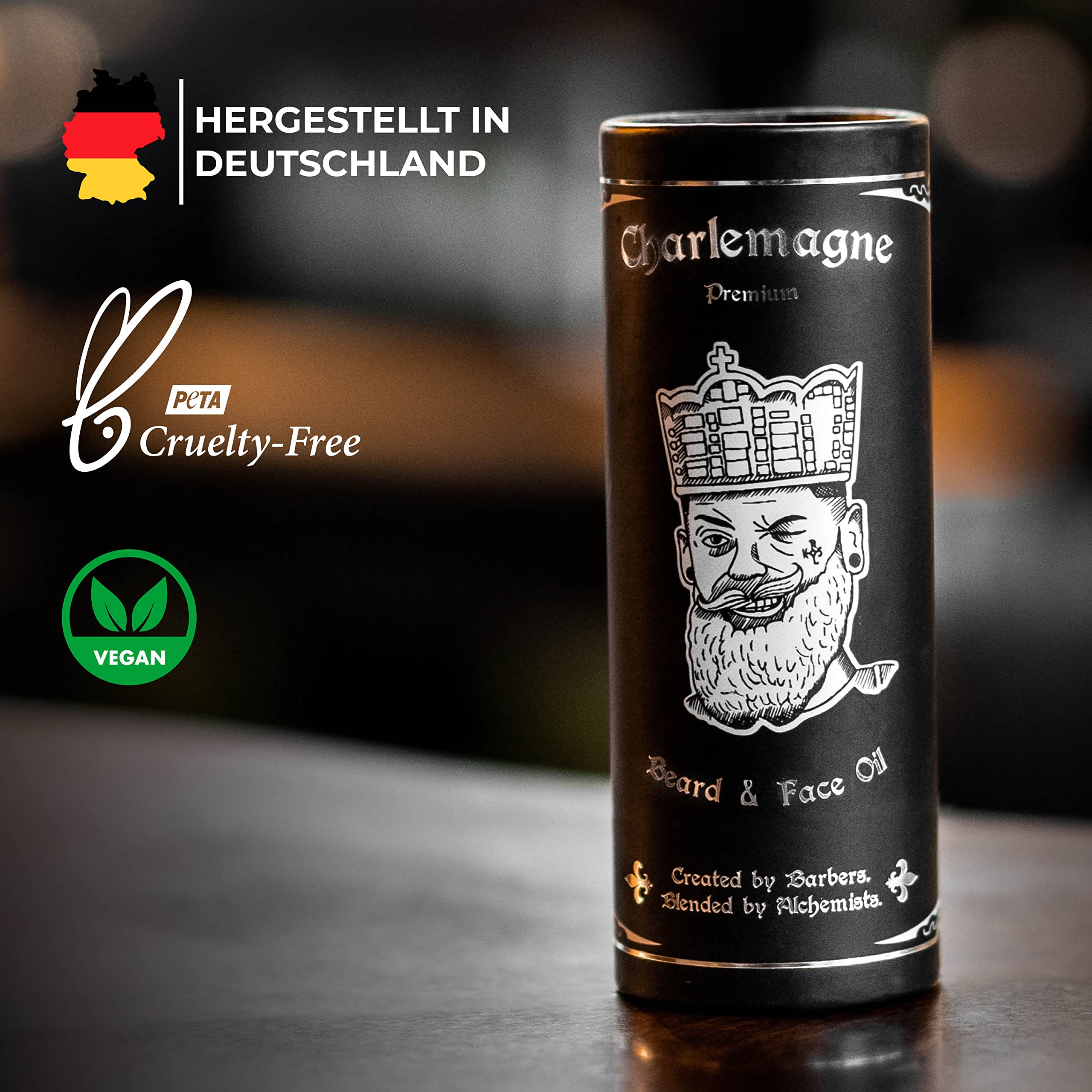 Charlemagne Bartöl für Herren - 3x 30 ml, Leder Duft | Vegane Naturkosmetik Bartöl Herren Unterstützt Bart Styling mit Mattes Finish - Made in Germany