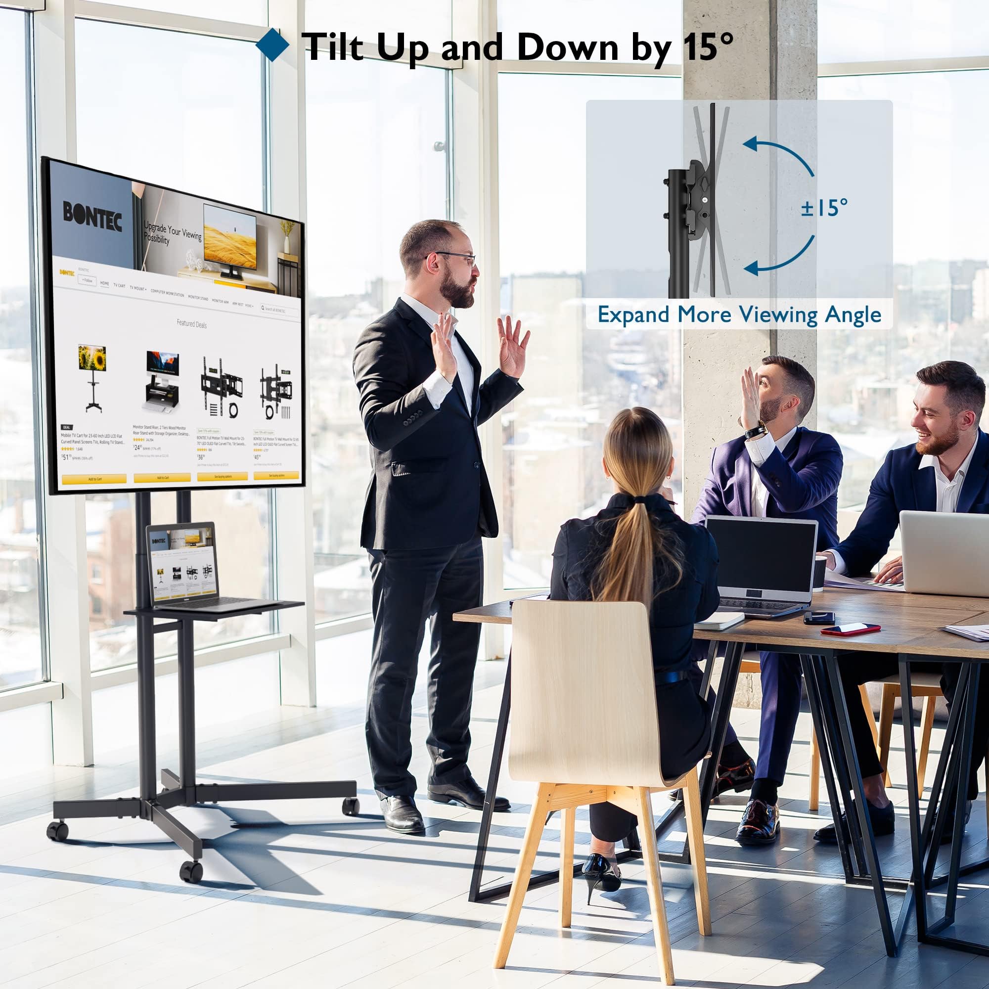 One For All Tafelstandaard TV beugel SOLID - Geschikt voor alle tv's van 32 tot 65 inch - LCD/LED/Plasma/OLED/QLED TV's - draaien (90°) kantelen (15°) - In hoogte verstelbaar - VESA 600x400 - WM4471