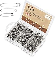 XKDOUS 150 Pack Safety Pins Assorted Sizes Heavy Duty Rustproof Silver Pins for Sewing Crafts Clothes Diapers