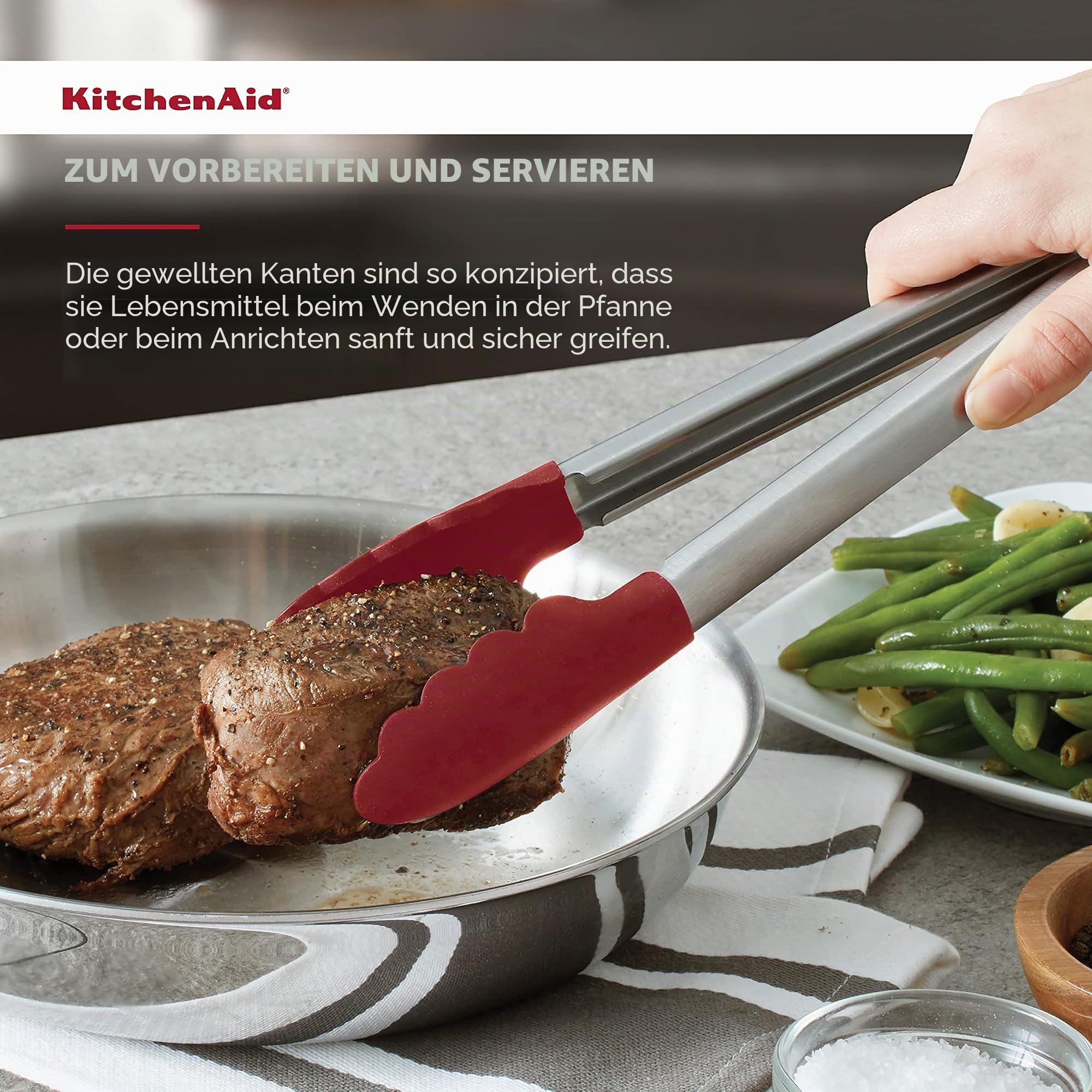 KitchenAid Silikon-Edelstahlzange, 30,5 cm, Rot