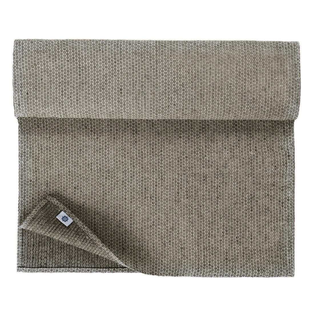 Linen & Cotton Schöner Edler Tischläufer Stoff Tischband Tischdeko Honeycomb -100% Leinen, Schwarz Beige Grau (47 x 270 cm) Rechteckig Läufer Tisch Tischwäsche für Wohnzimmer Esstisch Weihnachten Fest
