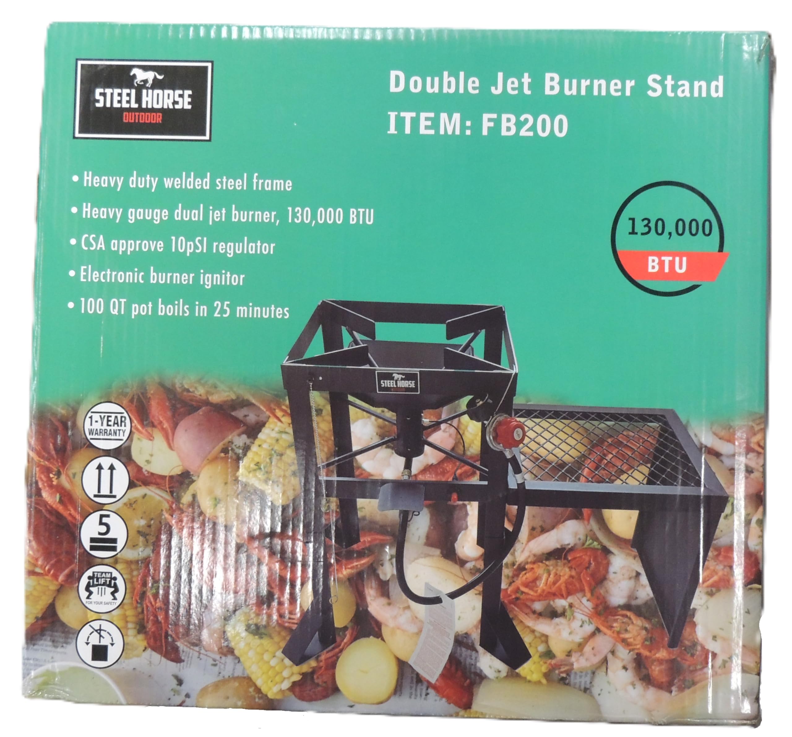 Steel Horse Outdoors 130,000 BTU Dual Jet Burner with Stand
