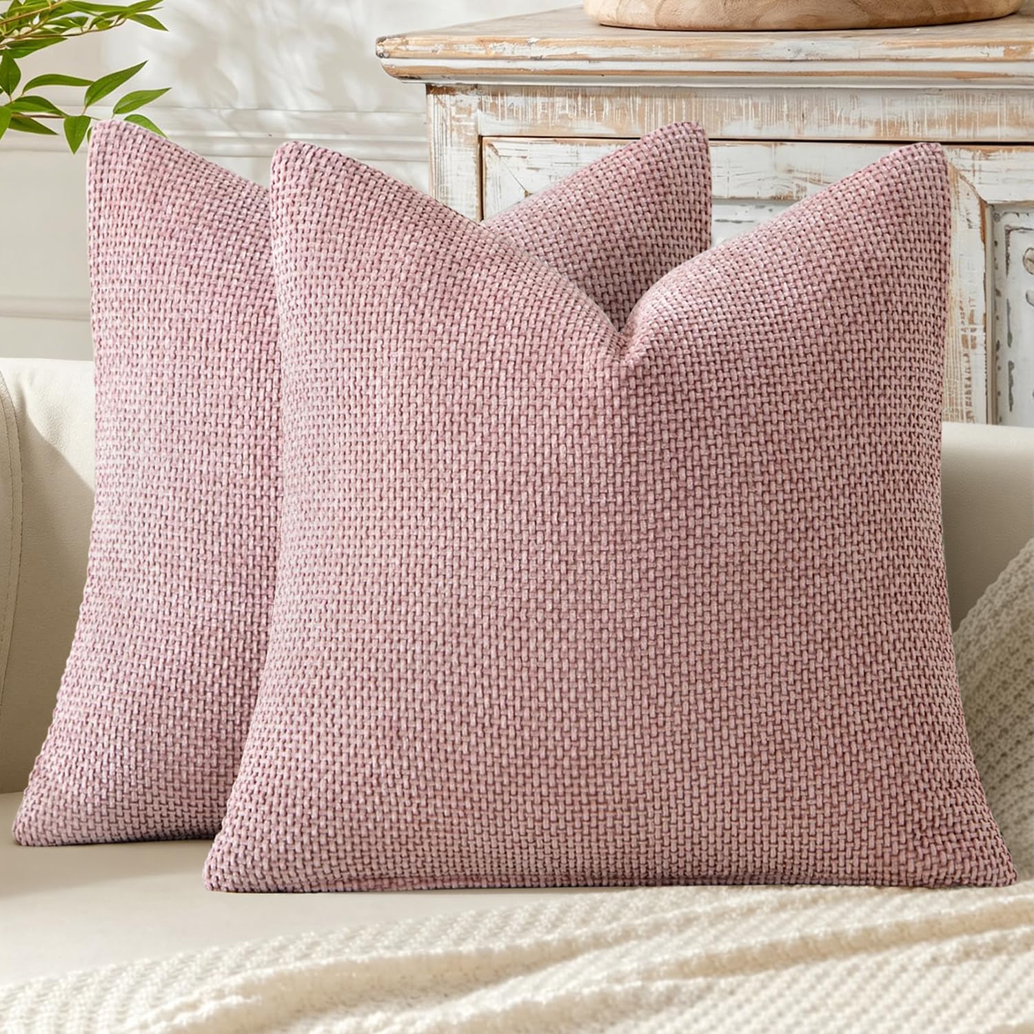 MIULEE Kissenbezug 2er Set Chenille Kissenbezüge Sofakissen Weiche Dekokissen Kissenhüllen mit Elegantem Design CouchKissen Zierkissen für Bett Sofa und Wohnzimmer