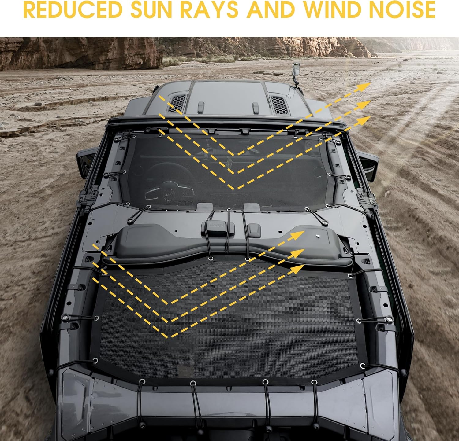 Sunshade Bikini Top for 2024+ Jeep, Mesh Sun Shade Top Cover Bimini Top for 2025 2026 Jeep Wrangler JL Accessories 4 Door Hard Top - Blocks UV, Wind, Noise, Black (Not for Soft Top Sky Top)