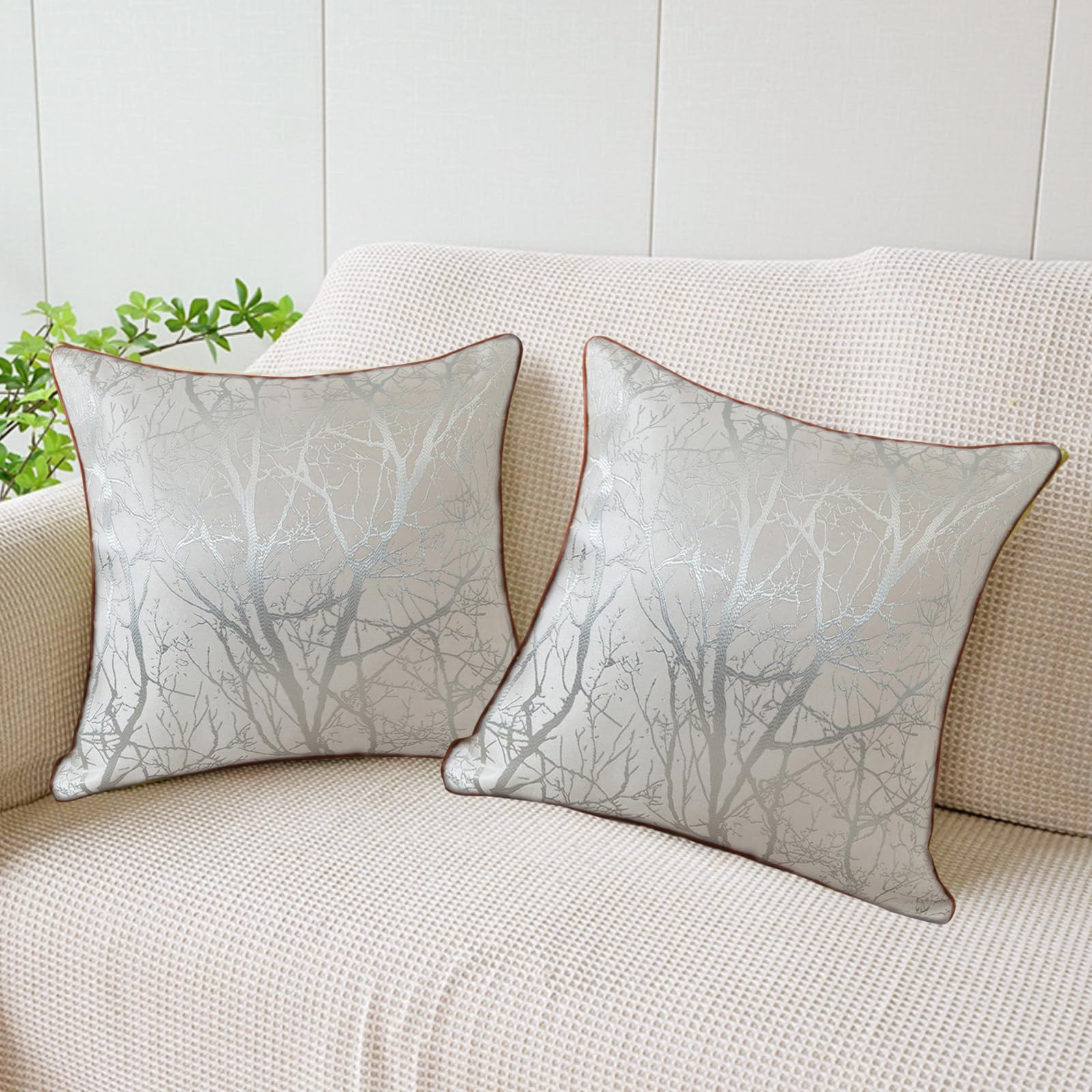 Traziewell Light Grey Cushion Covers Set of 2 18x18 Inch Pillow Case 45 x 45cm Decorative Throw Pillow Cover Sofa Pillowcases for Bedroom Home Decor 712 — image 1