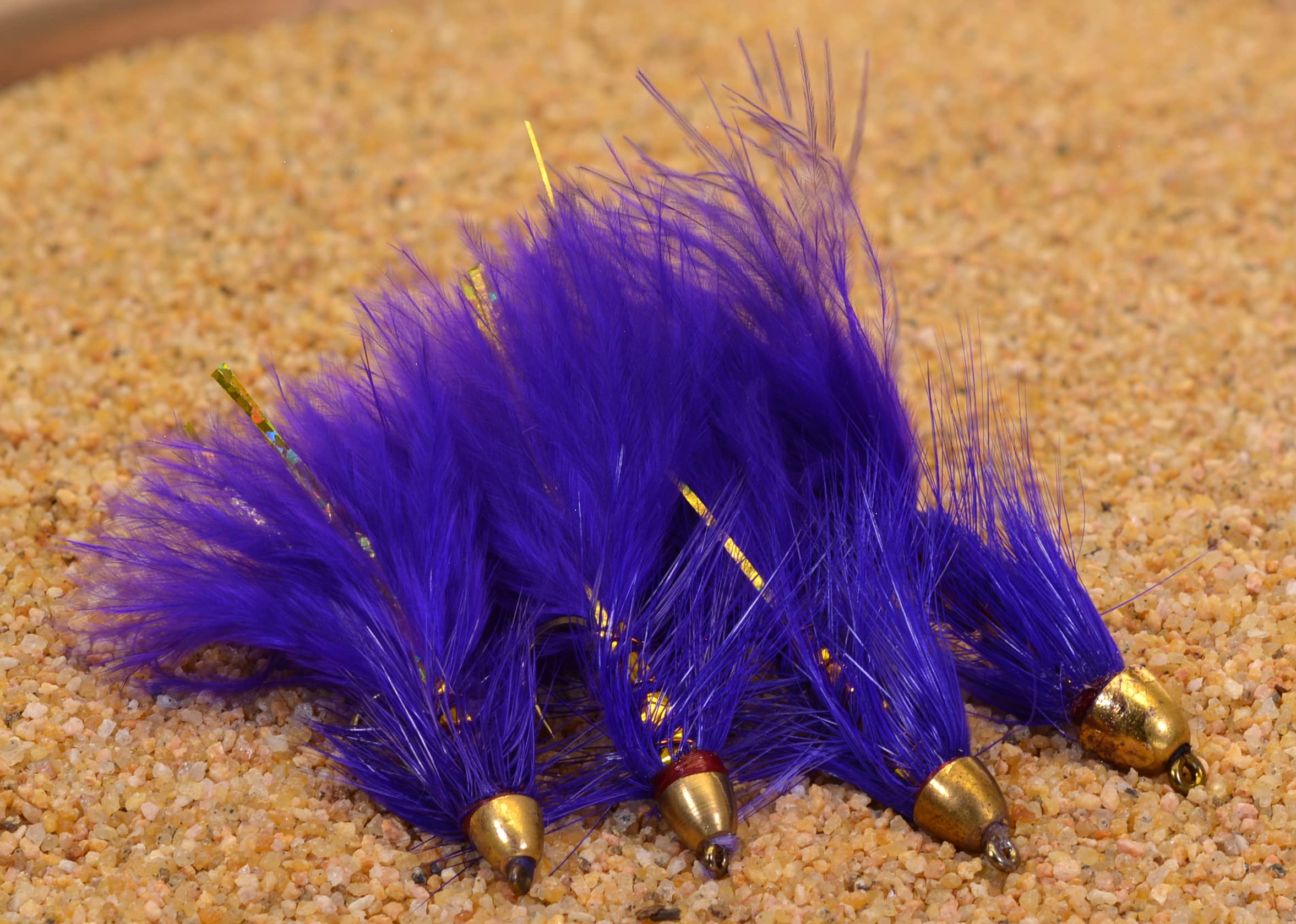 Weighted Cone Head Woolly Bugger Purple Streamer Fly w/Gold Flash Tied on Mustad Signature Hooks - 12 Flies (Assortment)