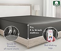 Vista 127 de California Design Den - Sábana ajustada de algodón, suave, 400 hilos, 100 % algodón, elástico que no se zafa, bolsillos profundos, refrescante