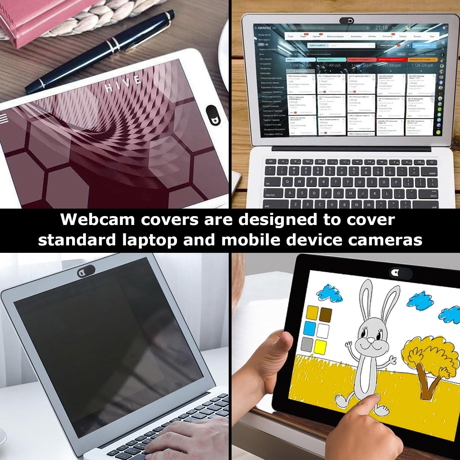 24 PCS Cache Camera Ordinateur,cache webcam,cache webcam pc portable,cache camera telephone,Cache Camera Ultra-Mince pour Tablettes,Ultra-Mince pour Tablettes, Ordinateur Portable, PC (Le Noir)