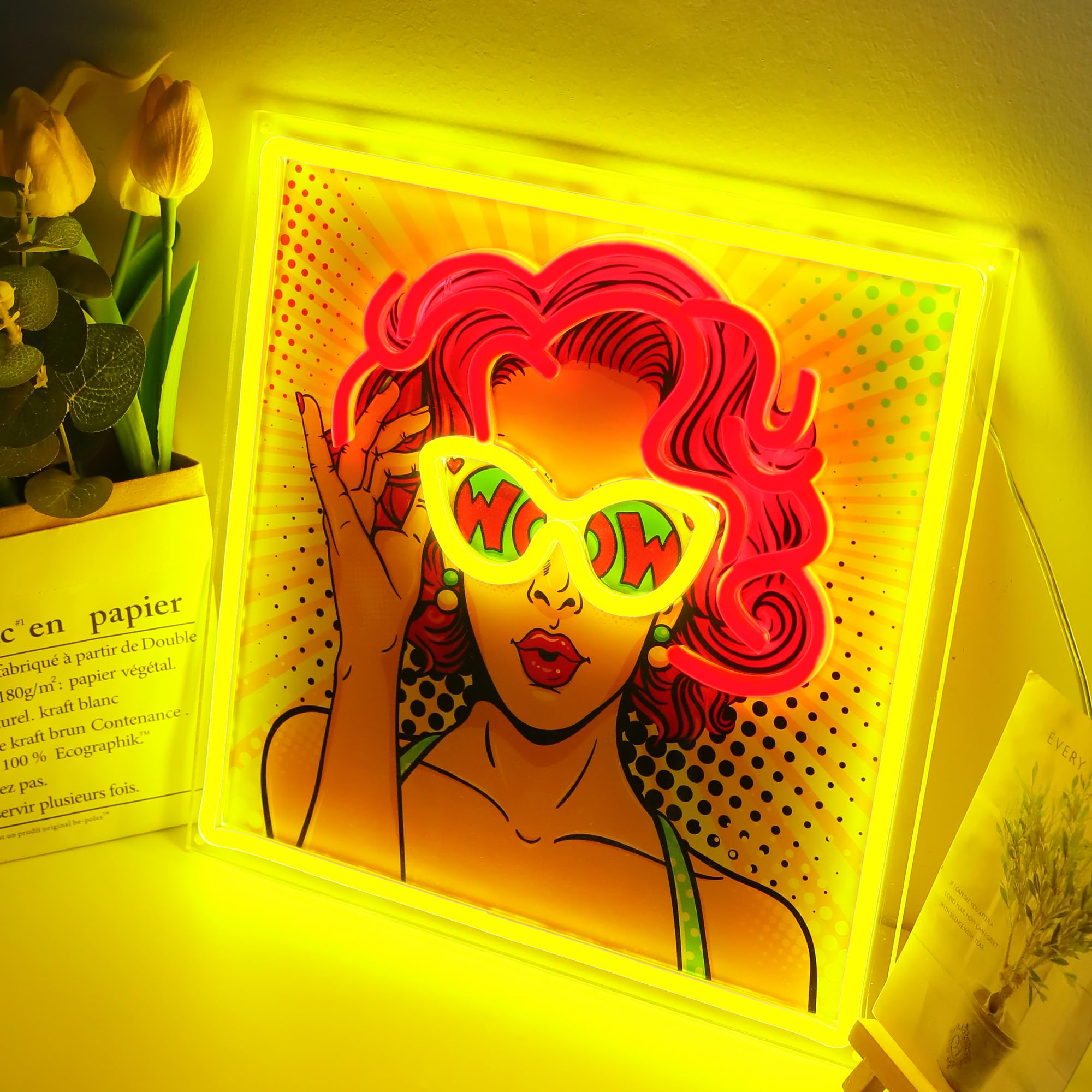 Letrero de neón con impresión UV de mujer fresca, regulable, alimentado por USB, para colgar en la pared, bar, salón de belleza, decoración del hogar