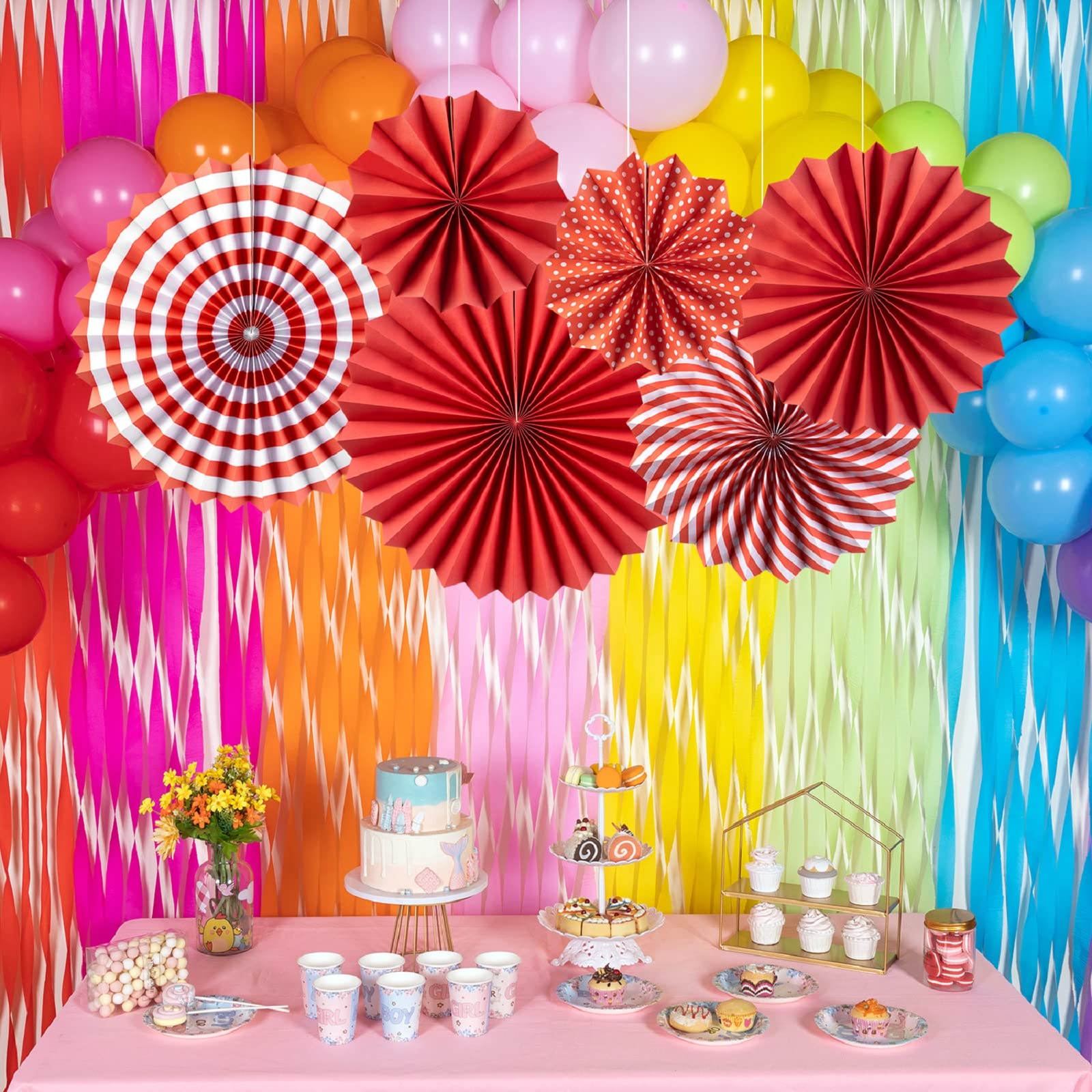 SUNBEAUTY Juego de 6 pompones naranjas para decoración de cumpleaños