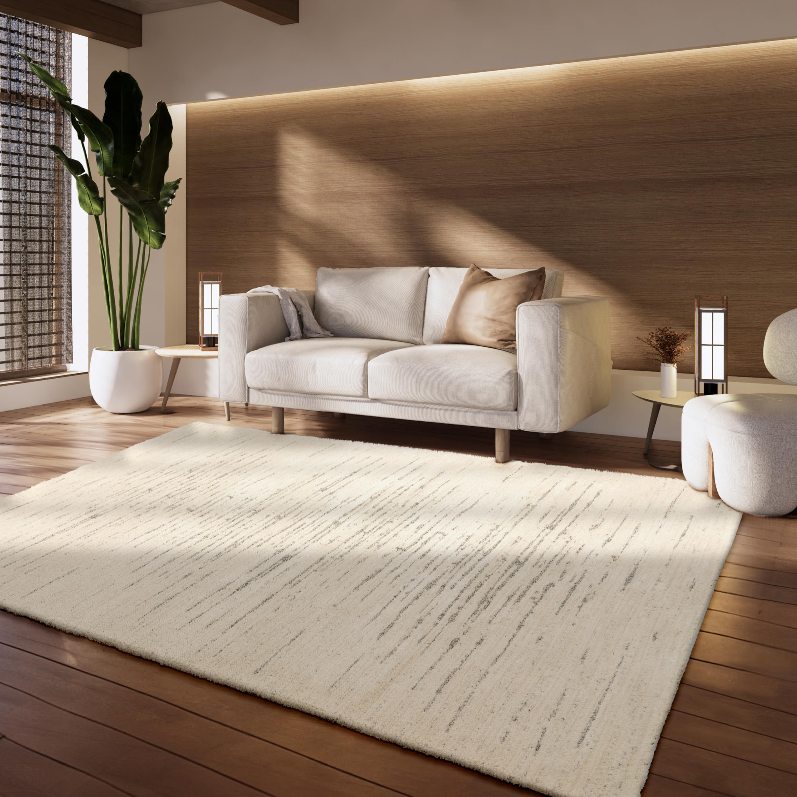 Paco Home Teppich Wohnzimmer Schlafzimmer Berberlook Skandinavisches Design Einfarbig Abstraktes Muster 3D Modern hohe flordichte, Grösse:120x170 cm