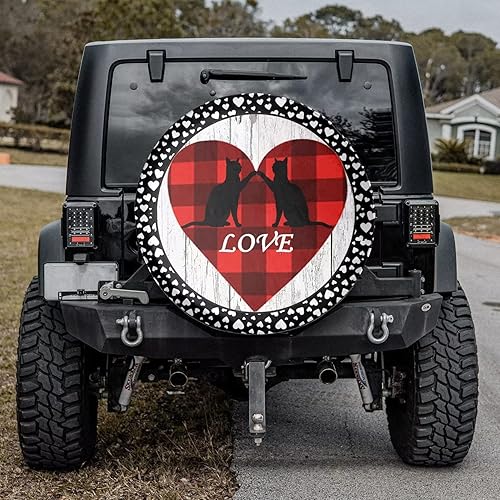 Miniatura 1 de Funda de repuesto para neumáticos de San Valentín diseño de búfalo rojo a cuadros regalos para el día de San Valentín fundas de neumáticos