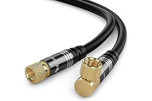 BlueRigger RG6 Long Coaxial Cable (15FT, 90° Angled to Straight Male F Type Connector)