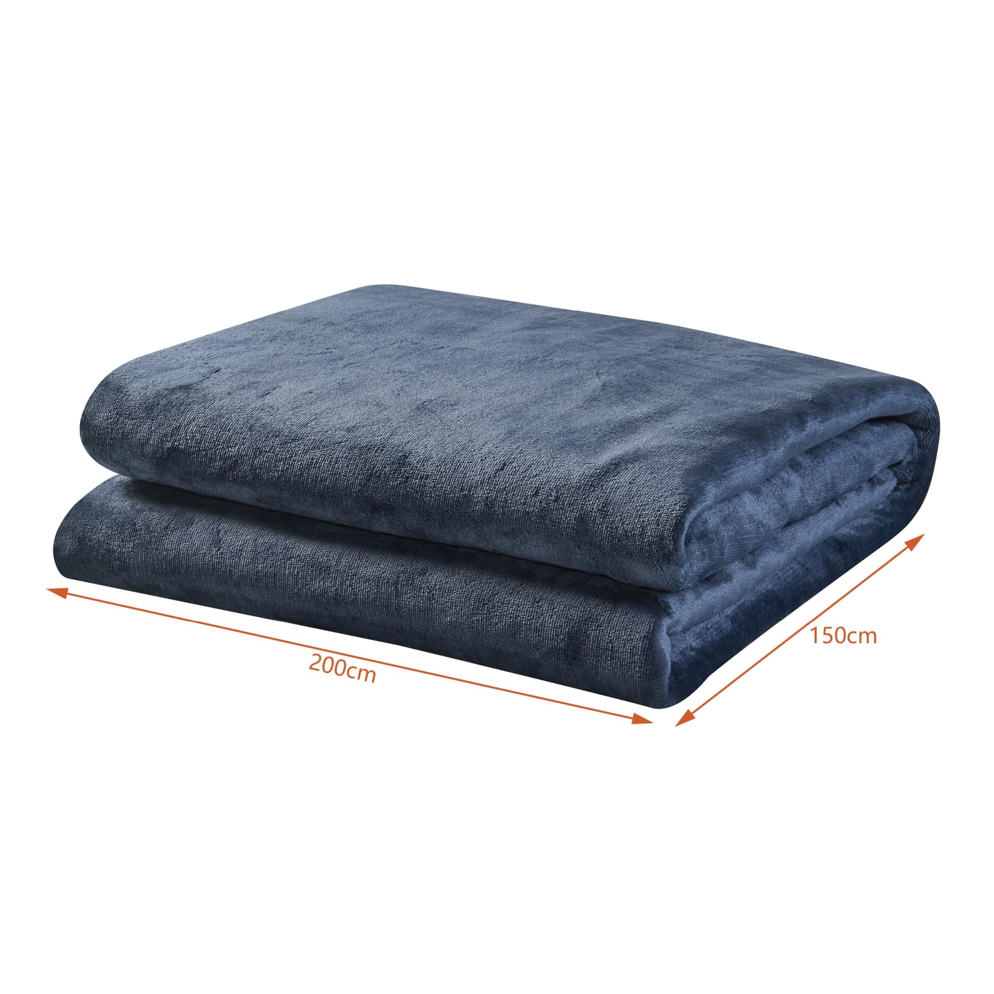 [en.casa] Manta Eléctrica con Pantalla LED Temporizador de Apagado Automático de 1-10 Horas 10 Niveles de Calor Cobija Térmica Lavable 120W Vlies 200x150 cm - Azul Oscuro