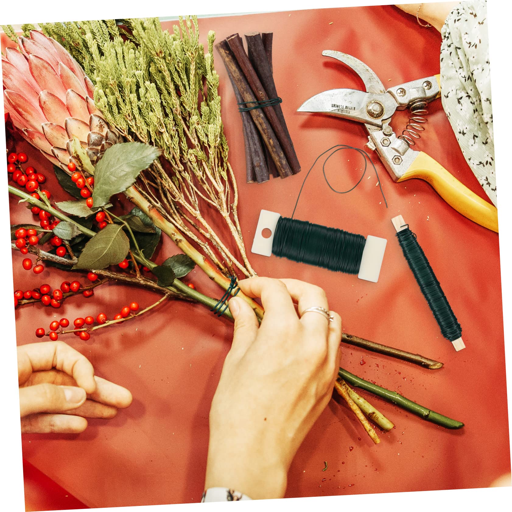 DOITOOL Floral Wires Roll 6 Pcs Thin Iron Strings Malleable and Stable Binding Wires for Floral Arrangements