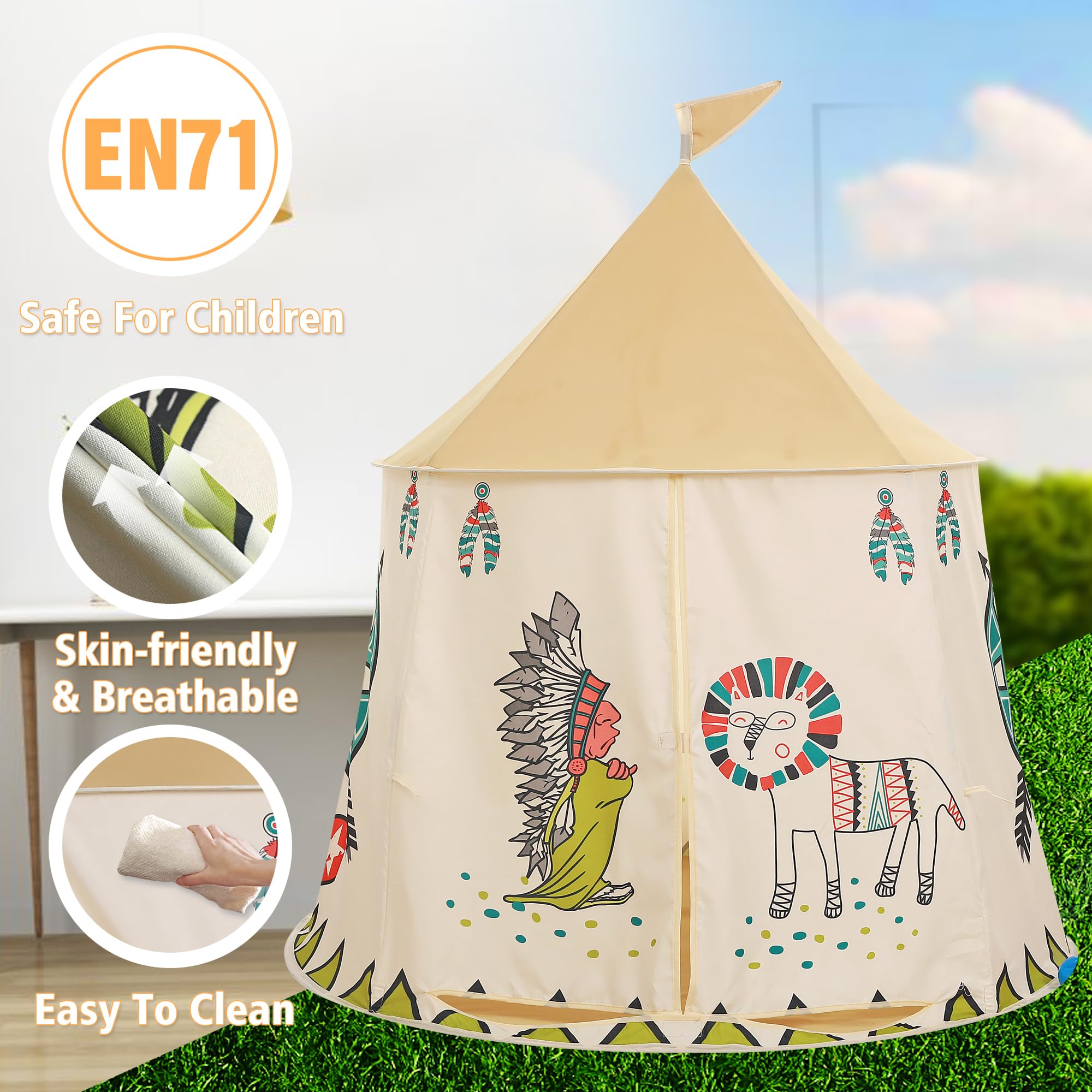 Tente de Jeu pour Enfants Pop-up Tipi Prinzessin Schlosszelt EN71