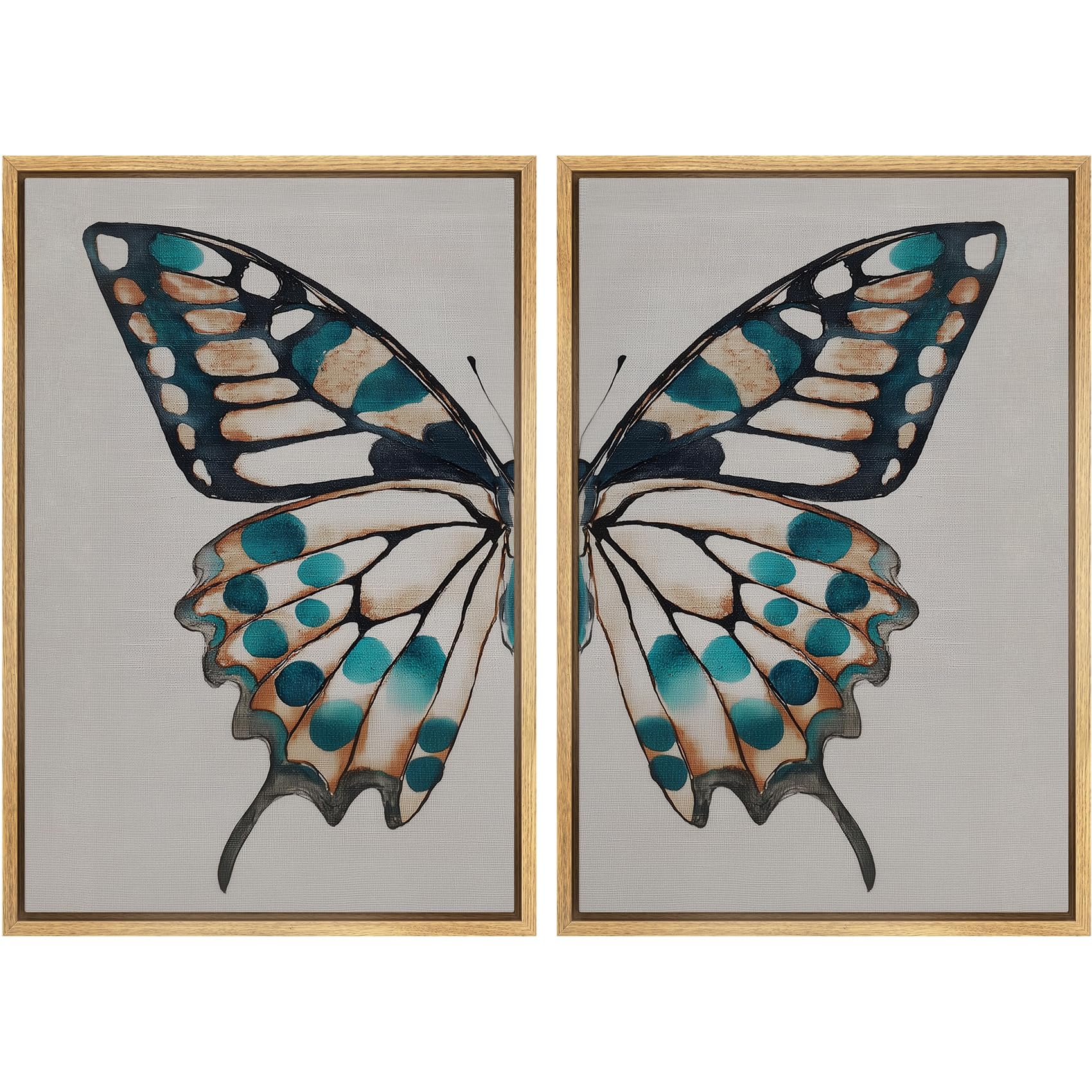 SIGNFORD Framed Canvas Print Wall Art Set Soft Hydrangea Pair Light Blue Florals with Green Leaves Illustration Modern Art Decorative Nordic Nature for Living Room, Bedroom, Office - 24"x36"x2 White — view 32